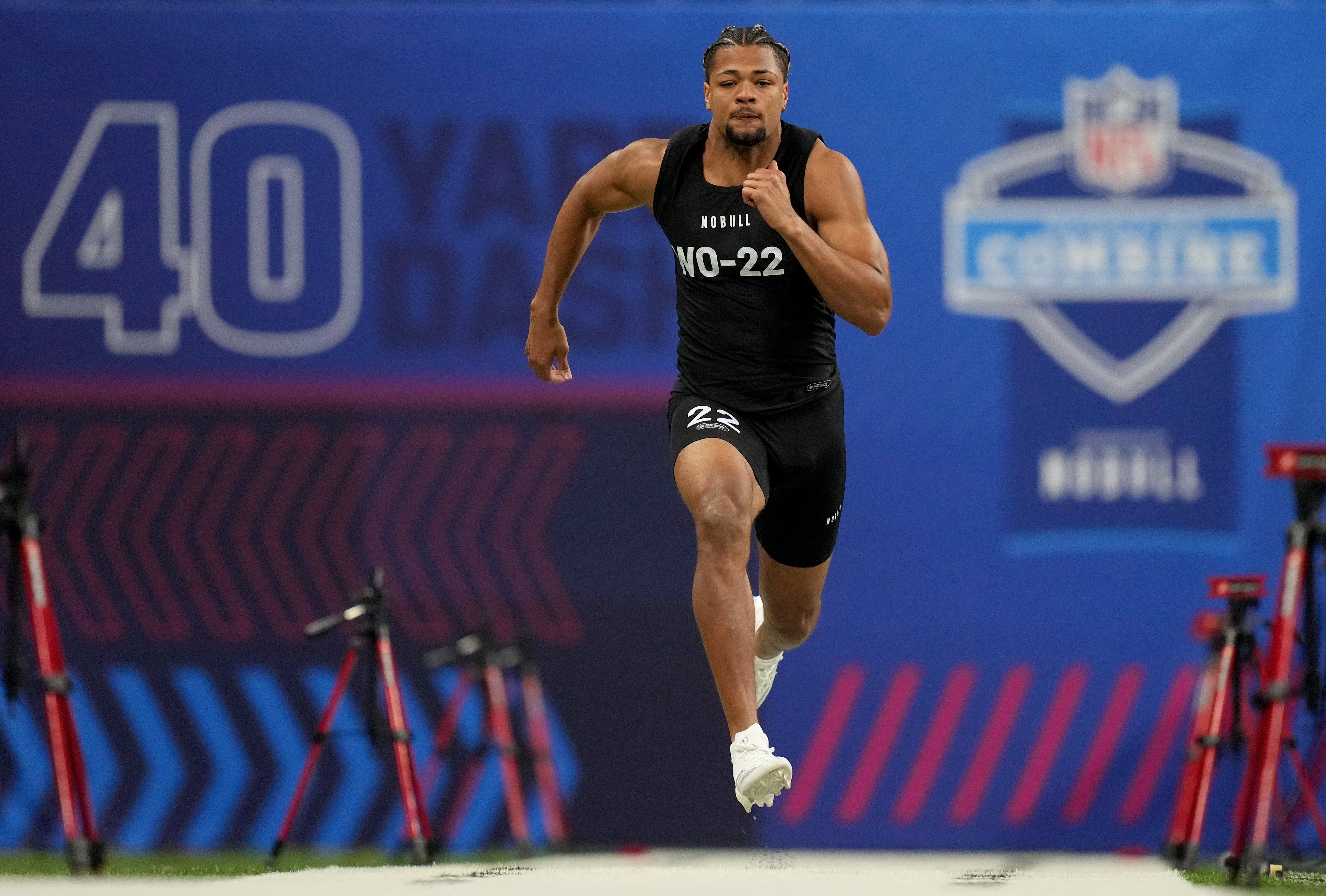 vMar 2, 2024; Indianapolis, IN, USA; Washington wide receiver Rome Odunze (WO22) during the 2024 NFL Combine at Lucas Oil Stadium.