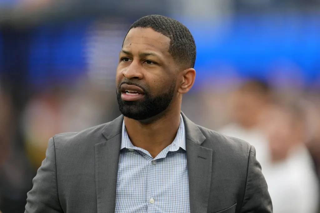 Cleveland Browns general manager Andrew Berry reacts during the game against the Los Angeles Rams at SoFi Stadium.
