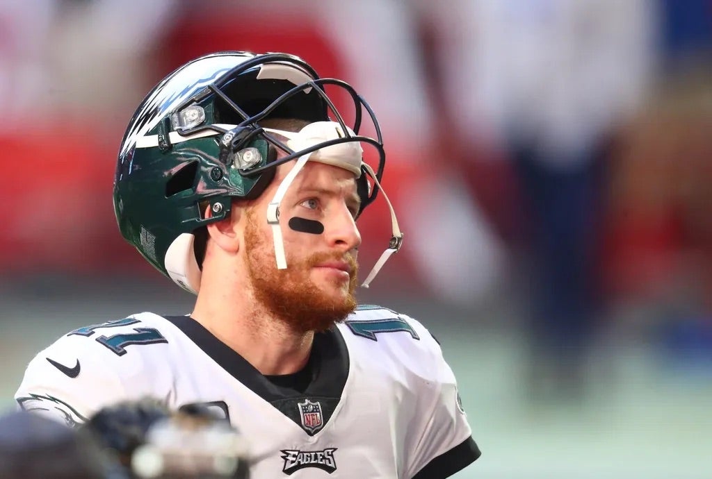 Philadelphia Eagles quarterback Carson Wentz (11) against the Arizona Cardinals at State Farm Stadium.