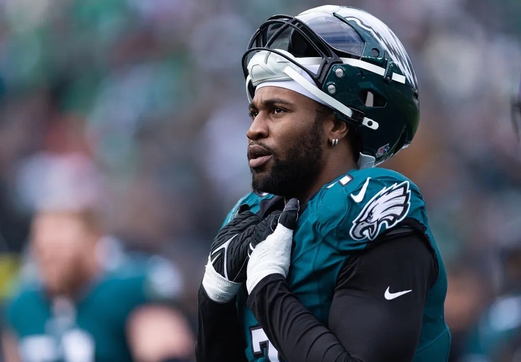 Philadelphia Eagles linebacker Haason Reddick (7) looks on during the second quarter against the Arizona Cardinals at Lincoln Financial Field.