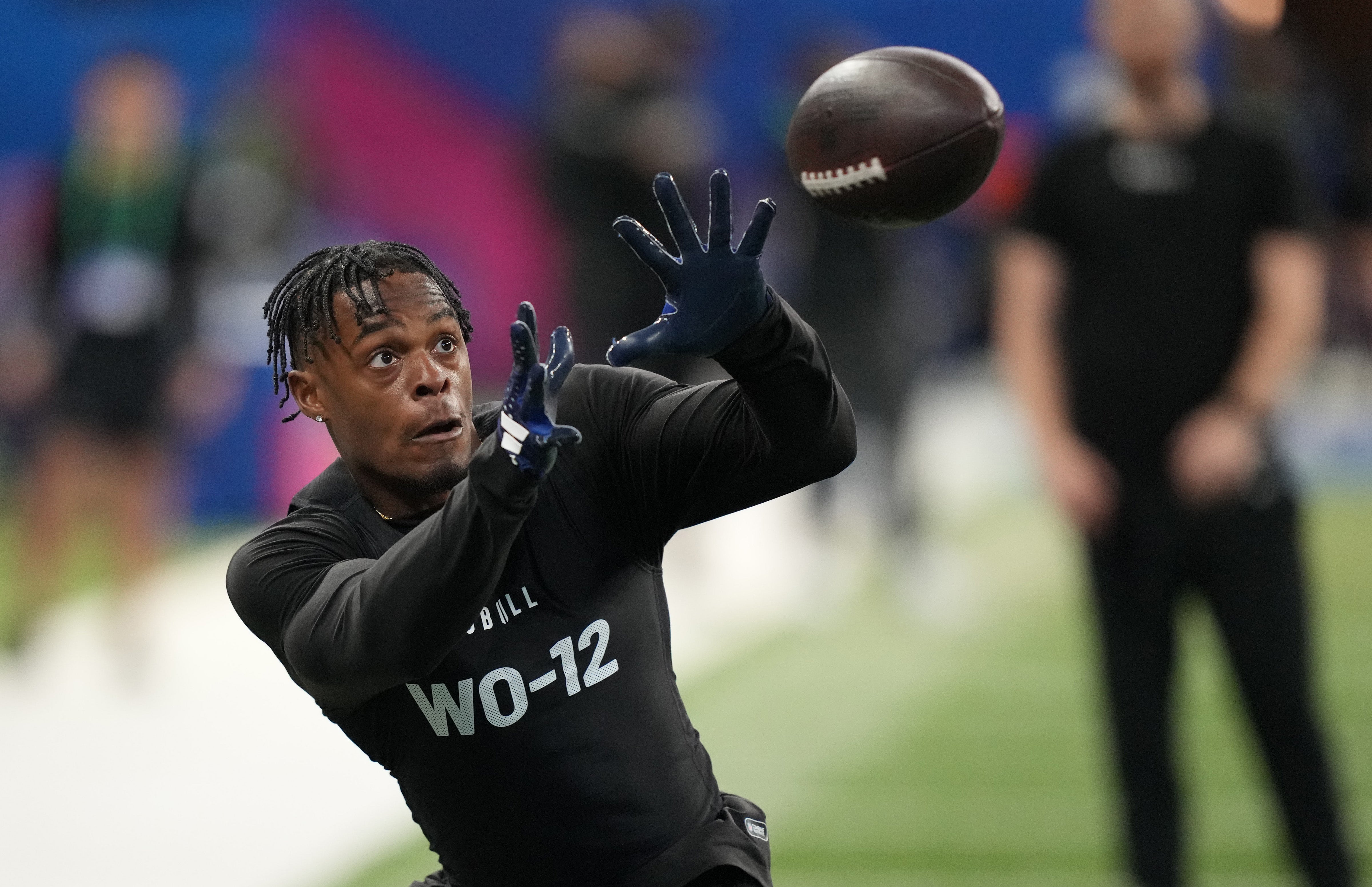 Mar 2, 2024; Indianapolis, IN, USA; Tulane wide receiver Jha'Quan Jackson (WO12) during the 2024 NFL Combine at Lucas Oil Stadium.