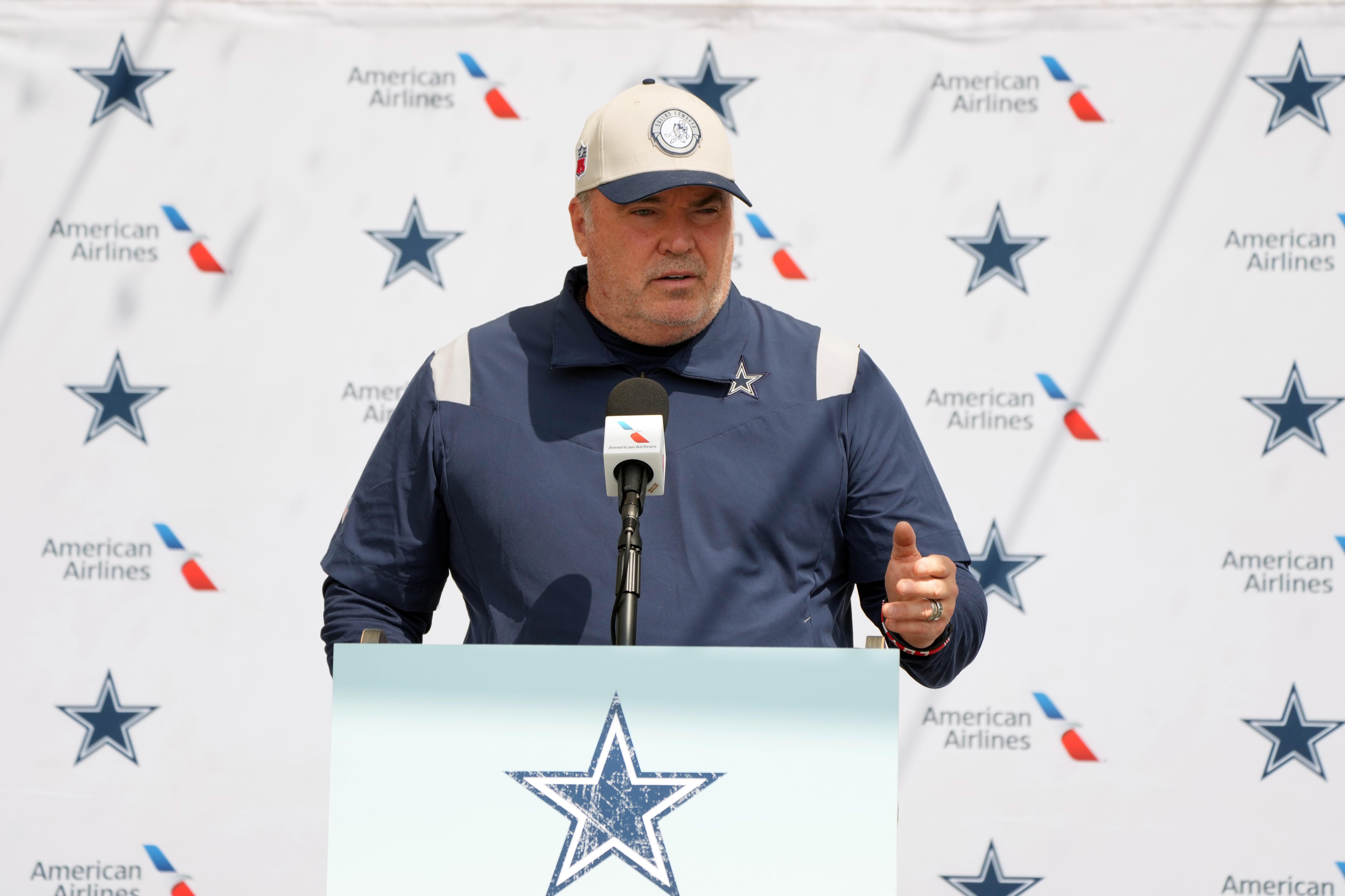 Dallas Cowboys coach Mike McCarthy during training camp press conference at the River Ridge Fields.