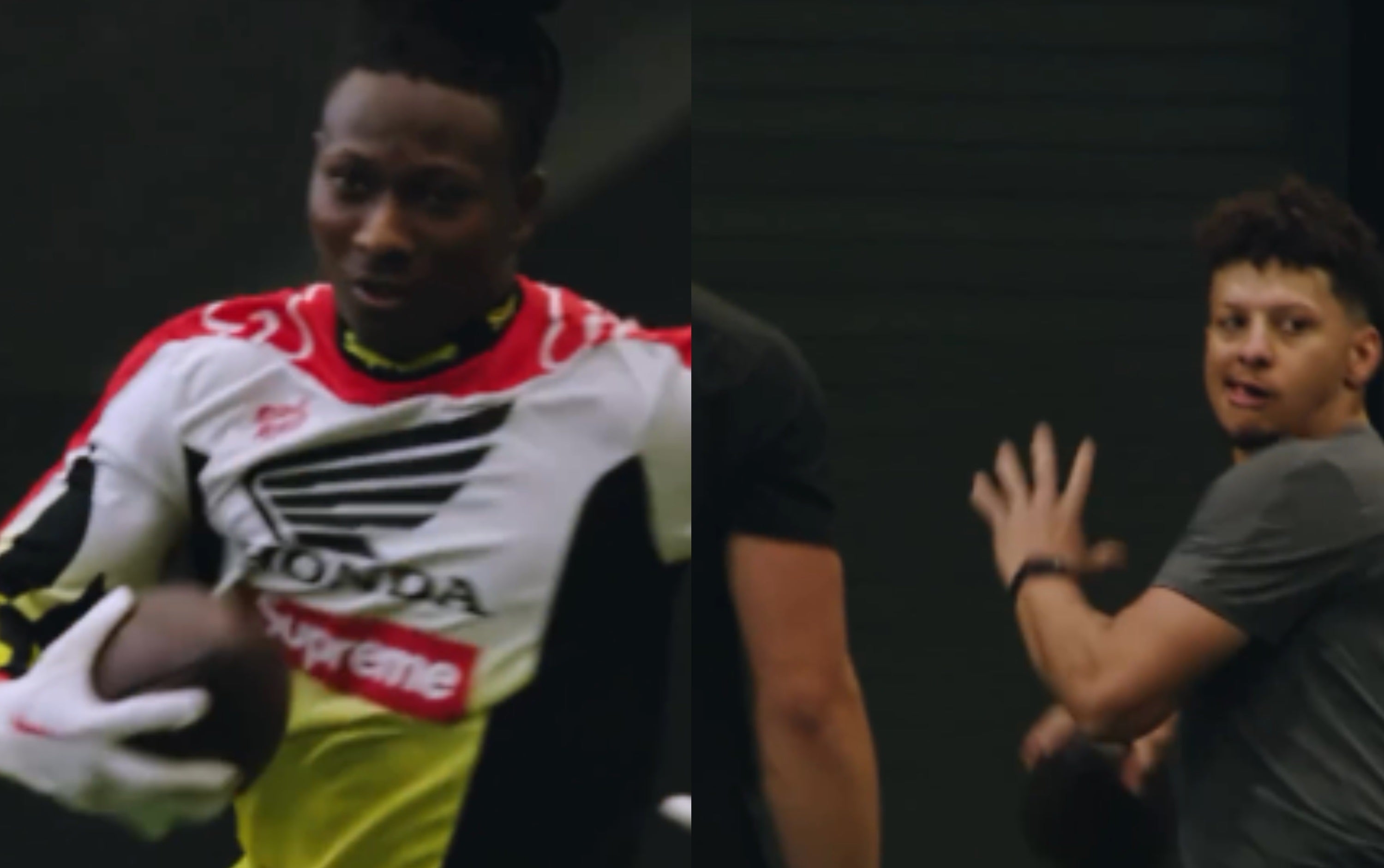 Screen captures of Patrick Mahomes / Hollywood Brown