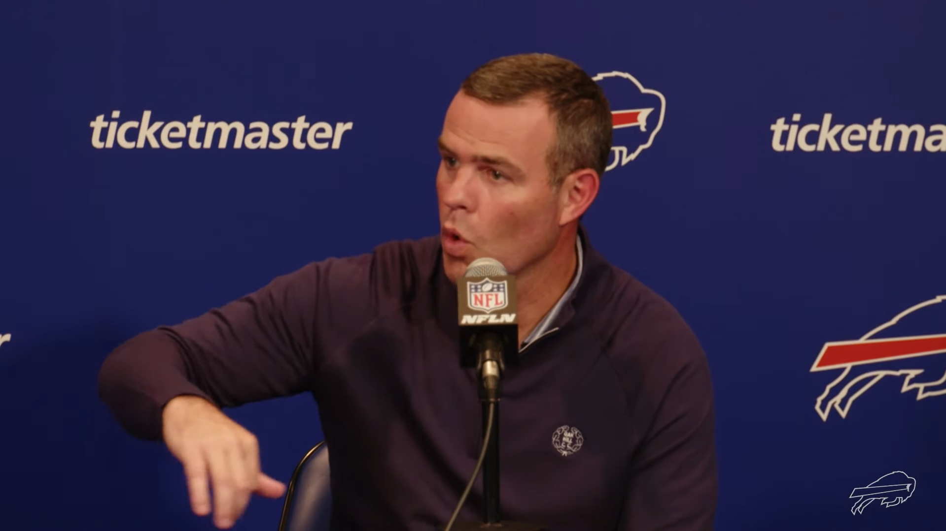 Buffalo Bills GM Brandon Beane talks to reporters about Stefon Diggs trade.