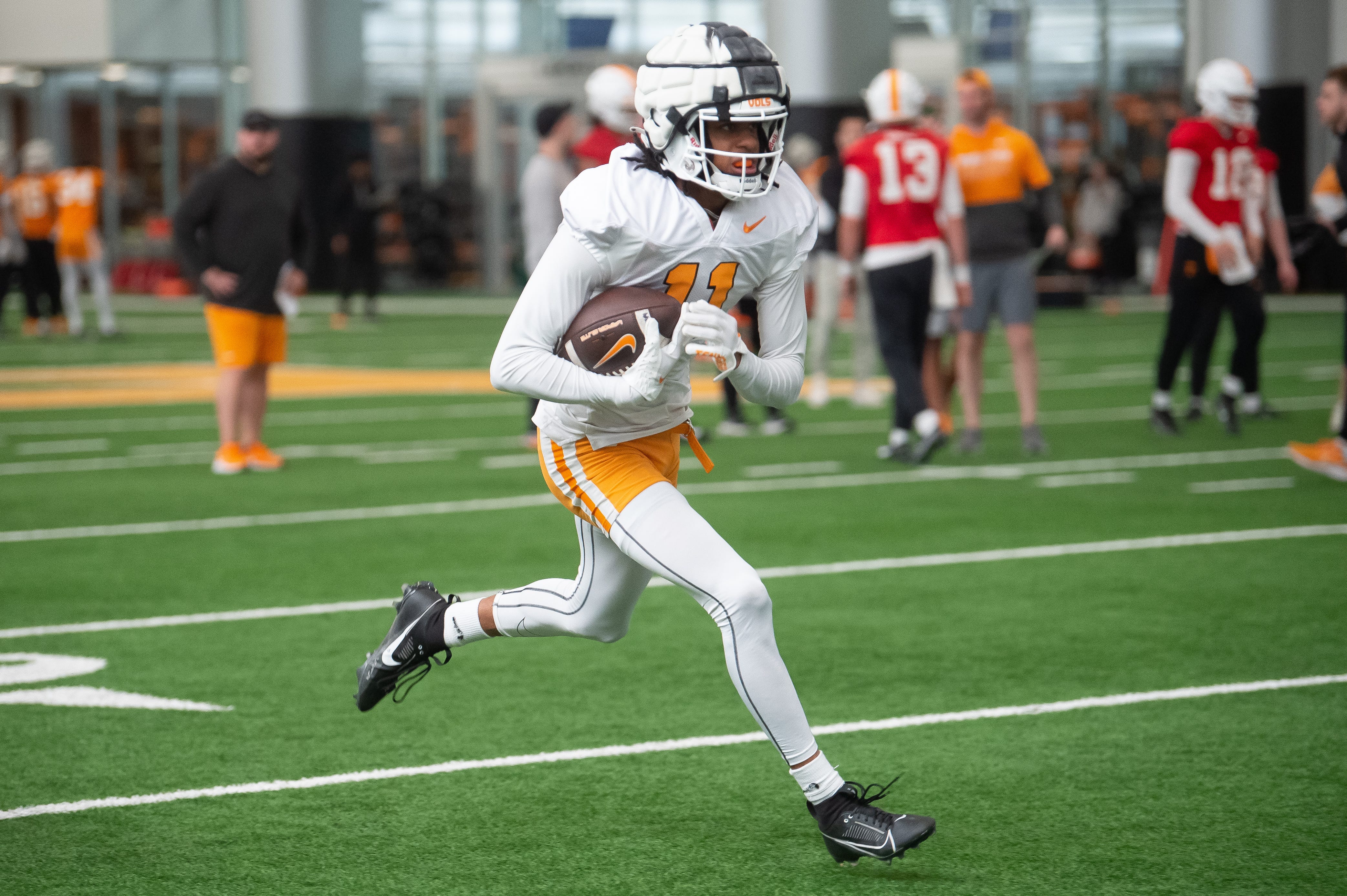 Tennessee wide receiver Chris Brazzell II (11) during UT spring football practice on Tuesday, March 19, 2024.