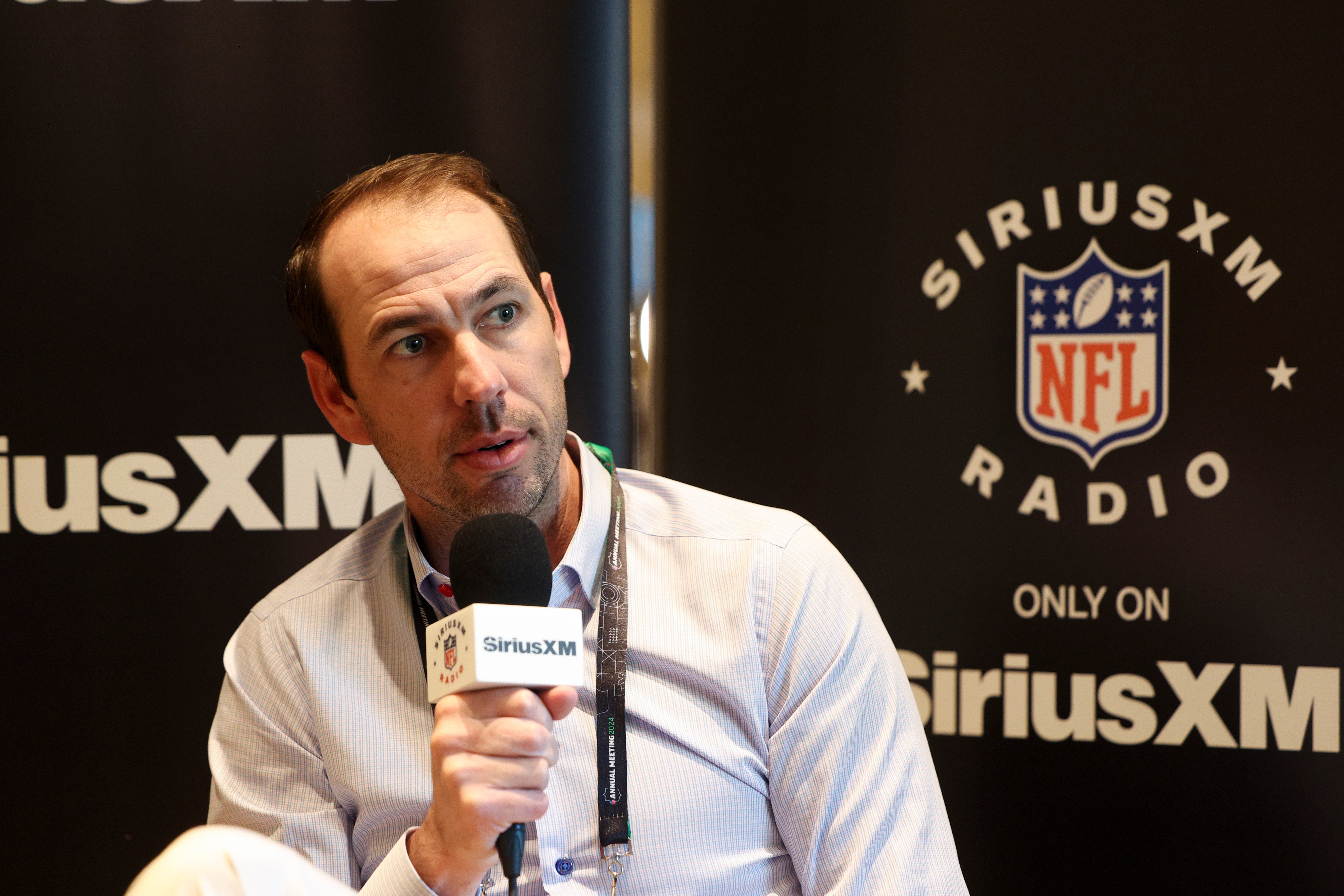 Mar 25, 2024; Orlando, FL, USA; Indianapolis Colts head coach Shane Steichen talks to media during the NFL annual league meetings at the JW Marriott.