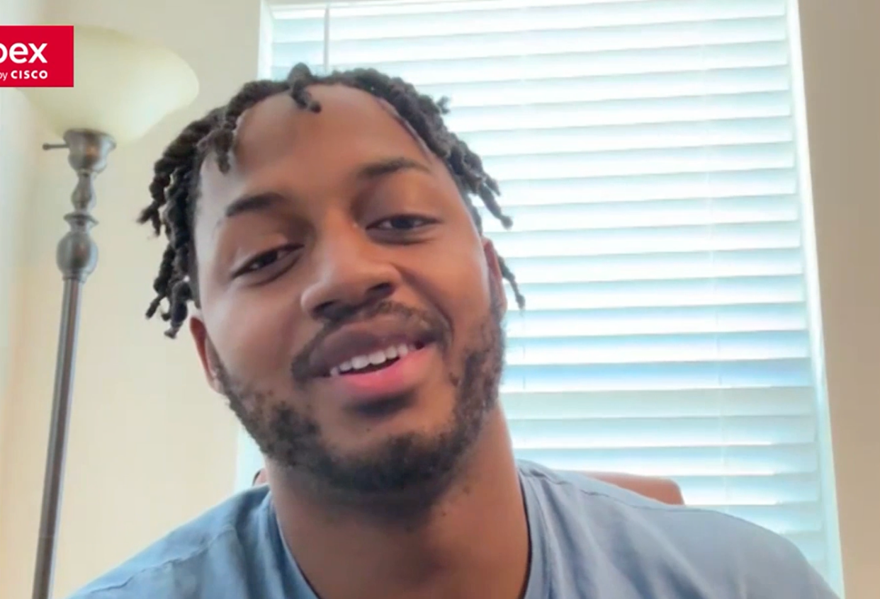 Antonio Gibson speaking with the media for the first time as a member of the New England Patriots.