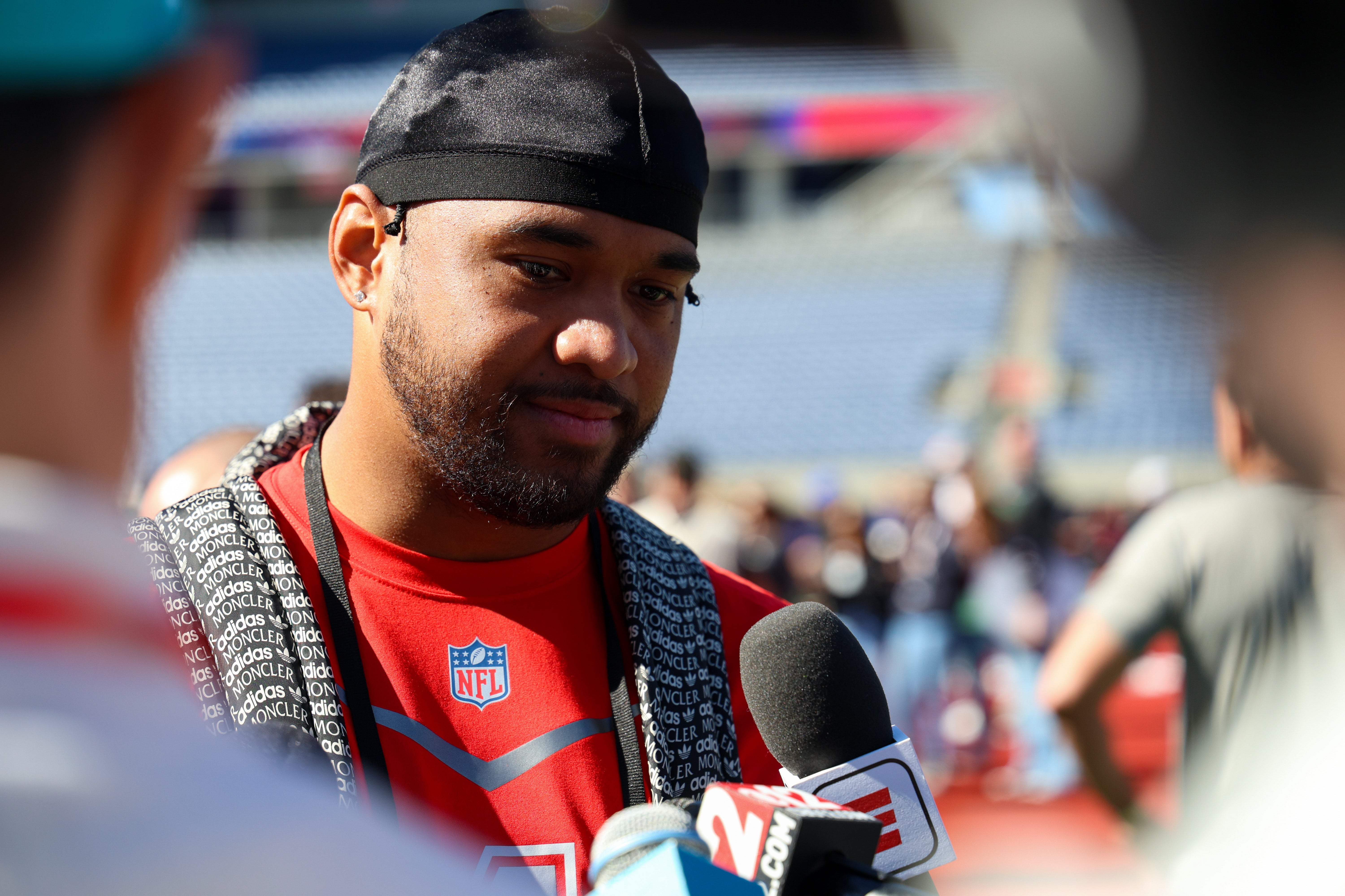 Feb 2, 2024; Orlando, FL, USA; Miami Dolphins quarterback Tua Tagovailoa (30) participates in the AFC versus NFC Pro Bowl practice and media day at Camping World Stadium.