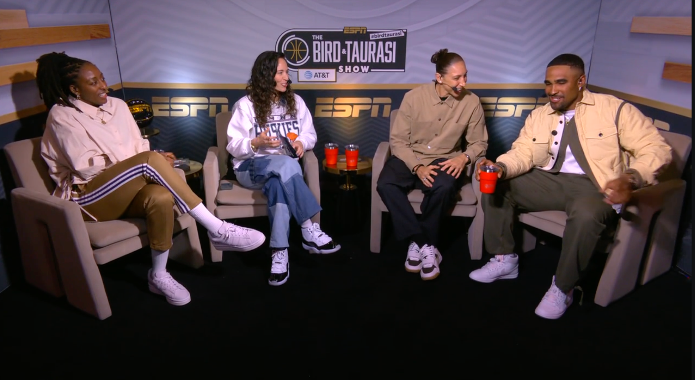 The Bird and Taurasi Show: National Championship between Iowa and South Carolina. Special guest Eagles quarterback Jalen Hurts