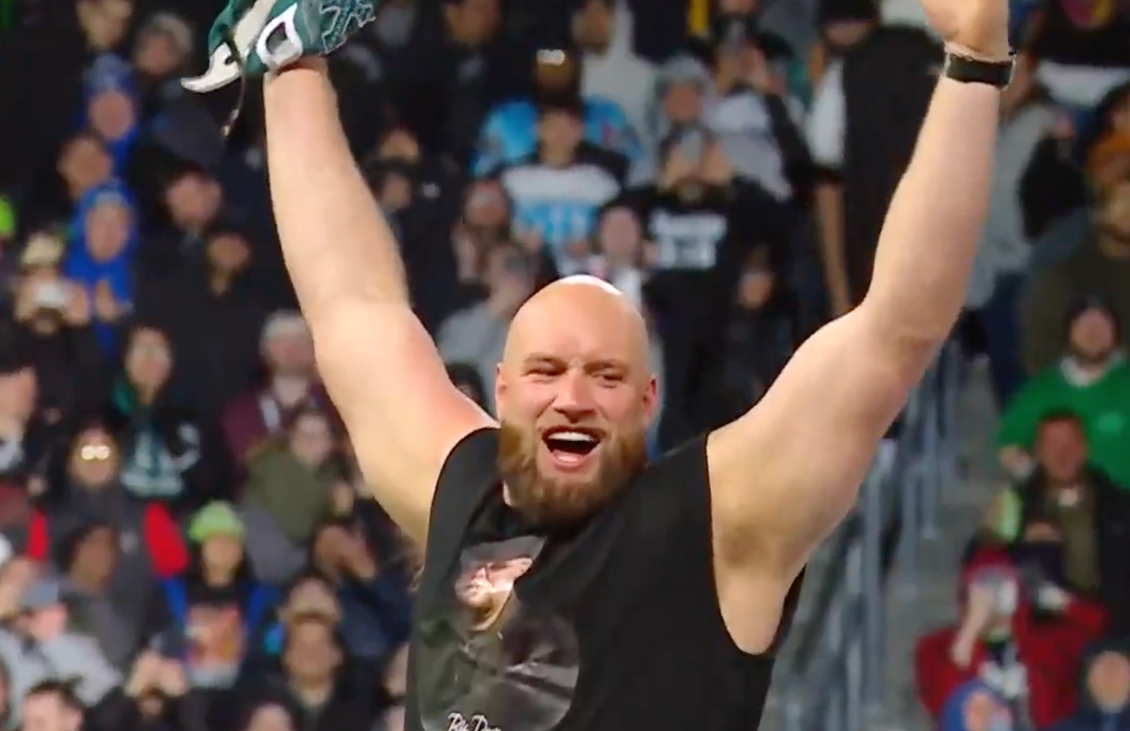 Philadelphia Eagles' JasonKelce  and LaneJohnson65 at WrestleMania 40