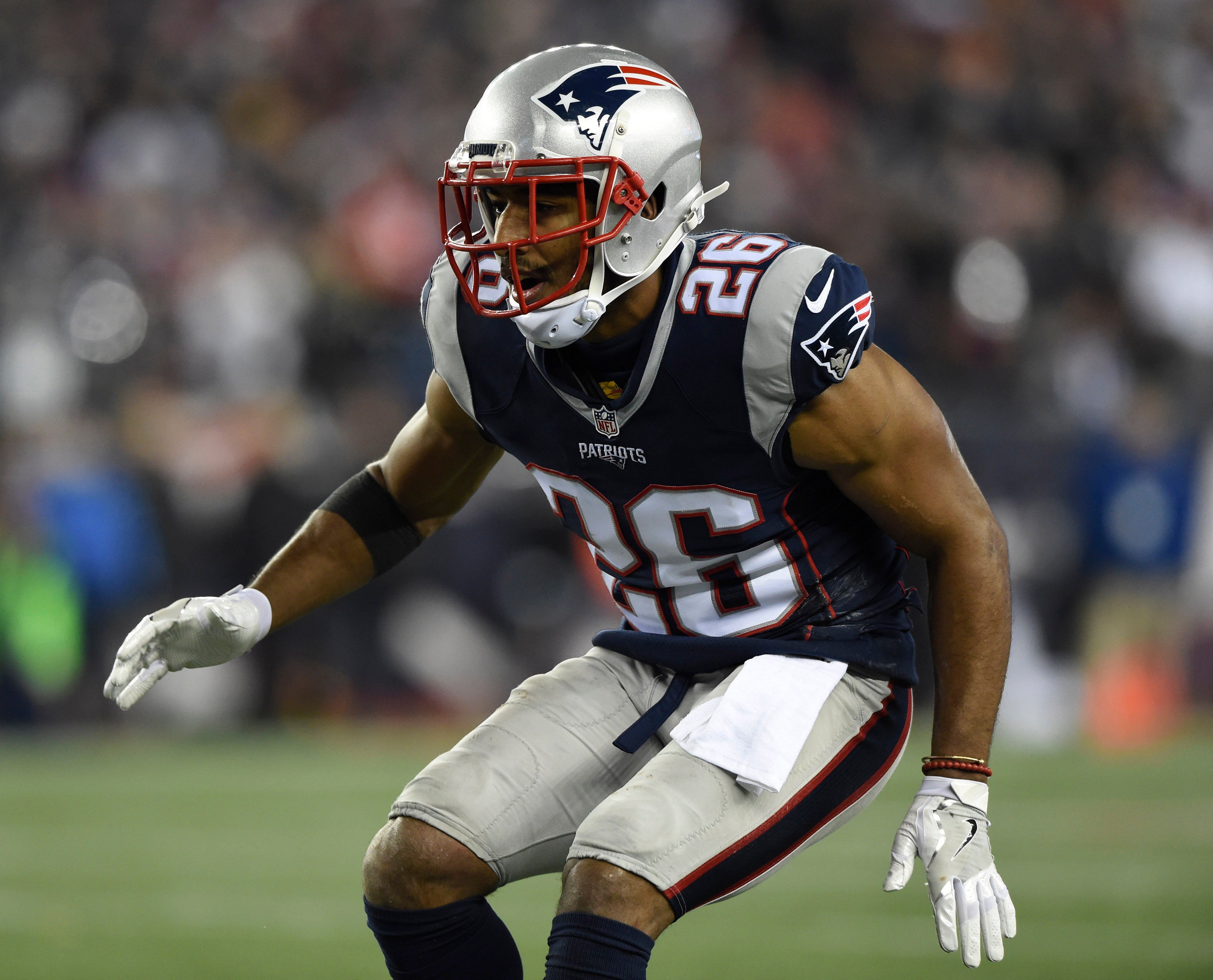Dec 12, 2016; Foxborough, MA, USA; New England Patriots cornerback Logan Ryan (26) during the second half against the Baltimore Ravens at Gillette Stadium.