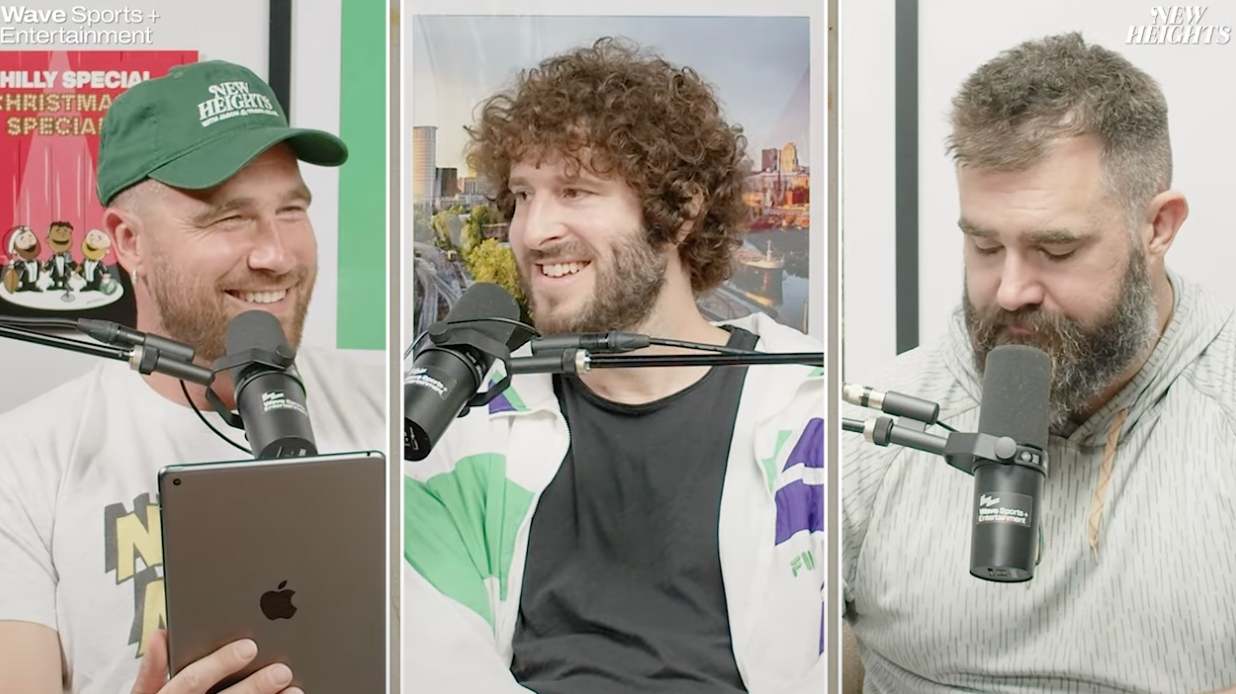 Travis and Jason Kelce are joined by Lil Dicky on the latest episode of their New Heights podcast.