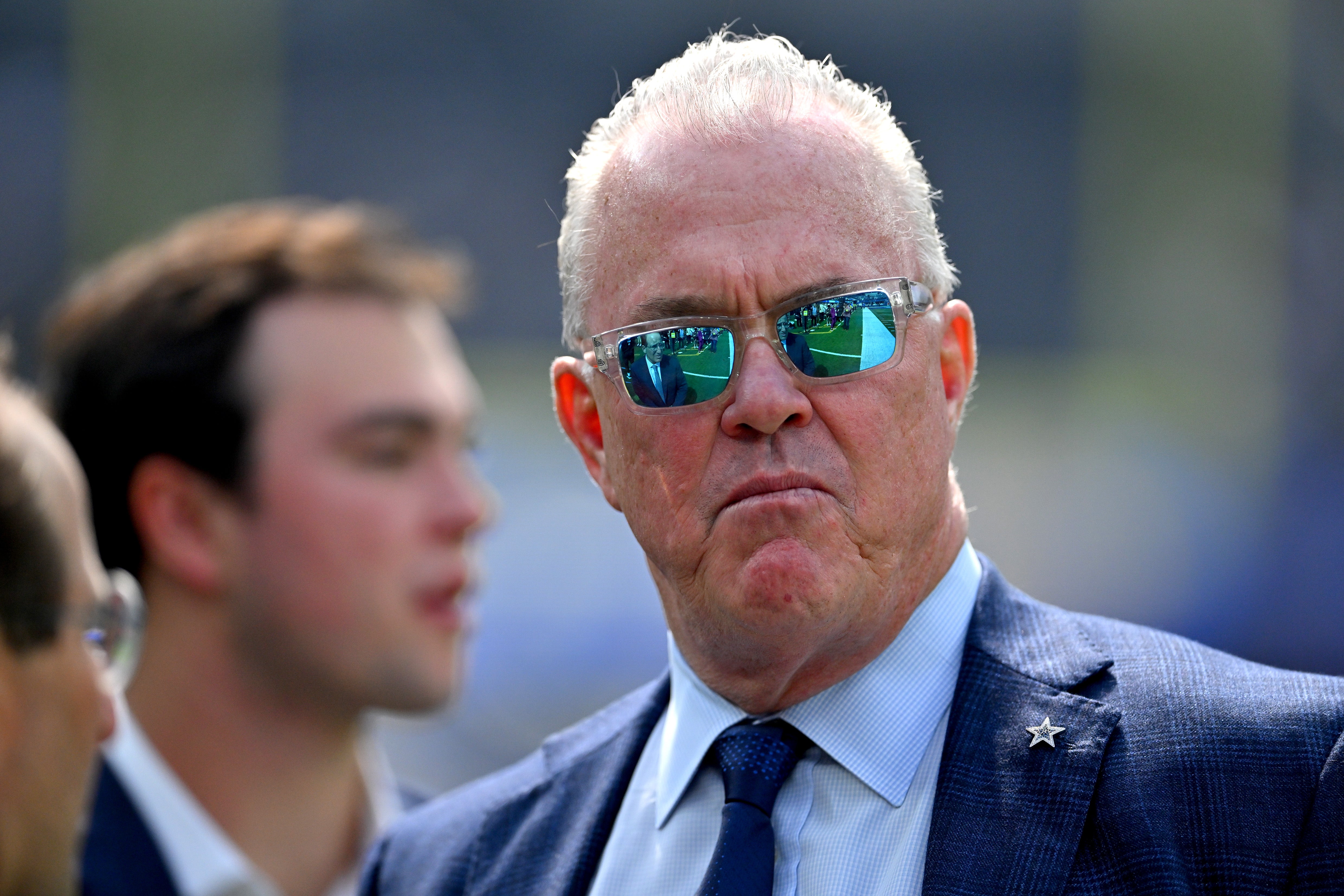 Dallas Cowboys chief operating officer, executive vice president and director of player personnel Stephen Jones looks on prior to the game against the Los Angeles Rams at SoFi Stadium.