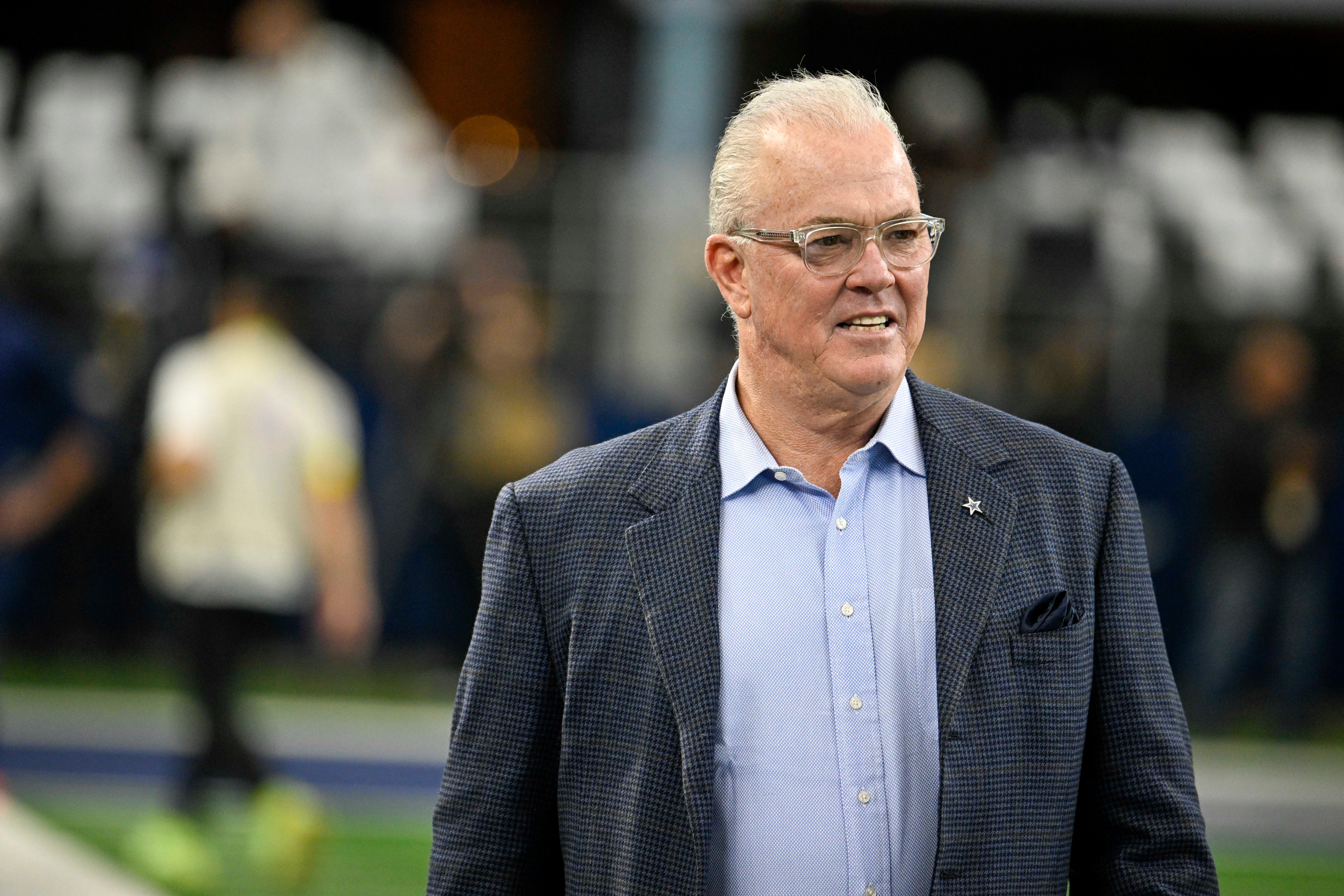 Dallas Cowboys CEO Stephen Jones before the game between the Dallas Cowboys and the Philadelphia Eagles at AT&T Stadium.