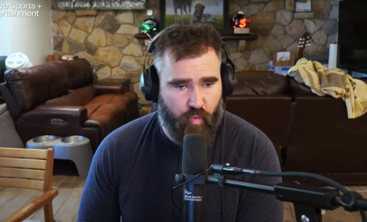 Jason Kelce reacts to losing Super Bowl ring on New Heights podcast.