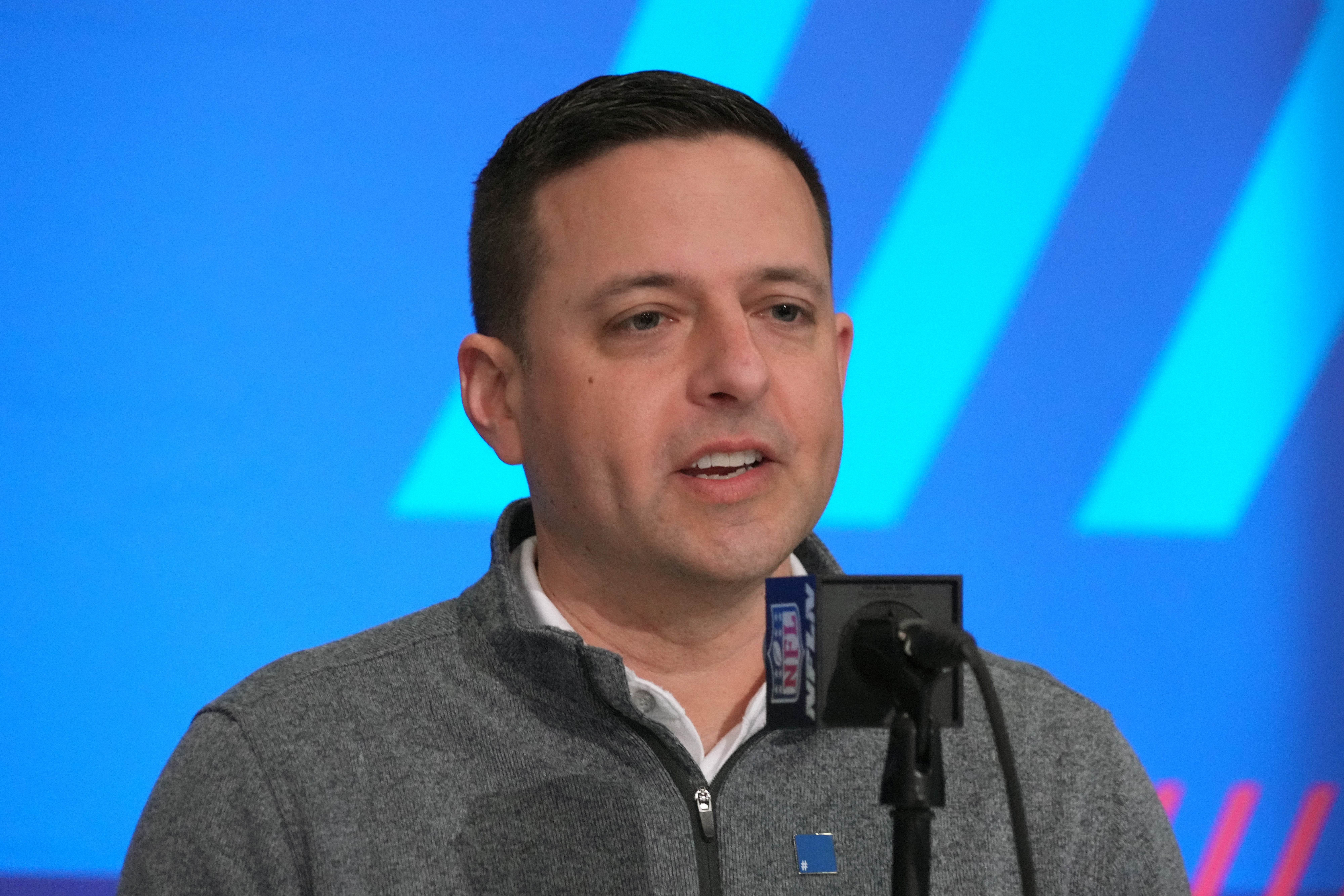 Feb 27, 2024; Indianapolis, IN, USA; New England Patriots director of scouting Eliot Wolf during the NFL Scouting Combine at Indiana Convention Center.