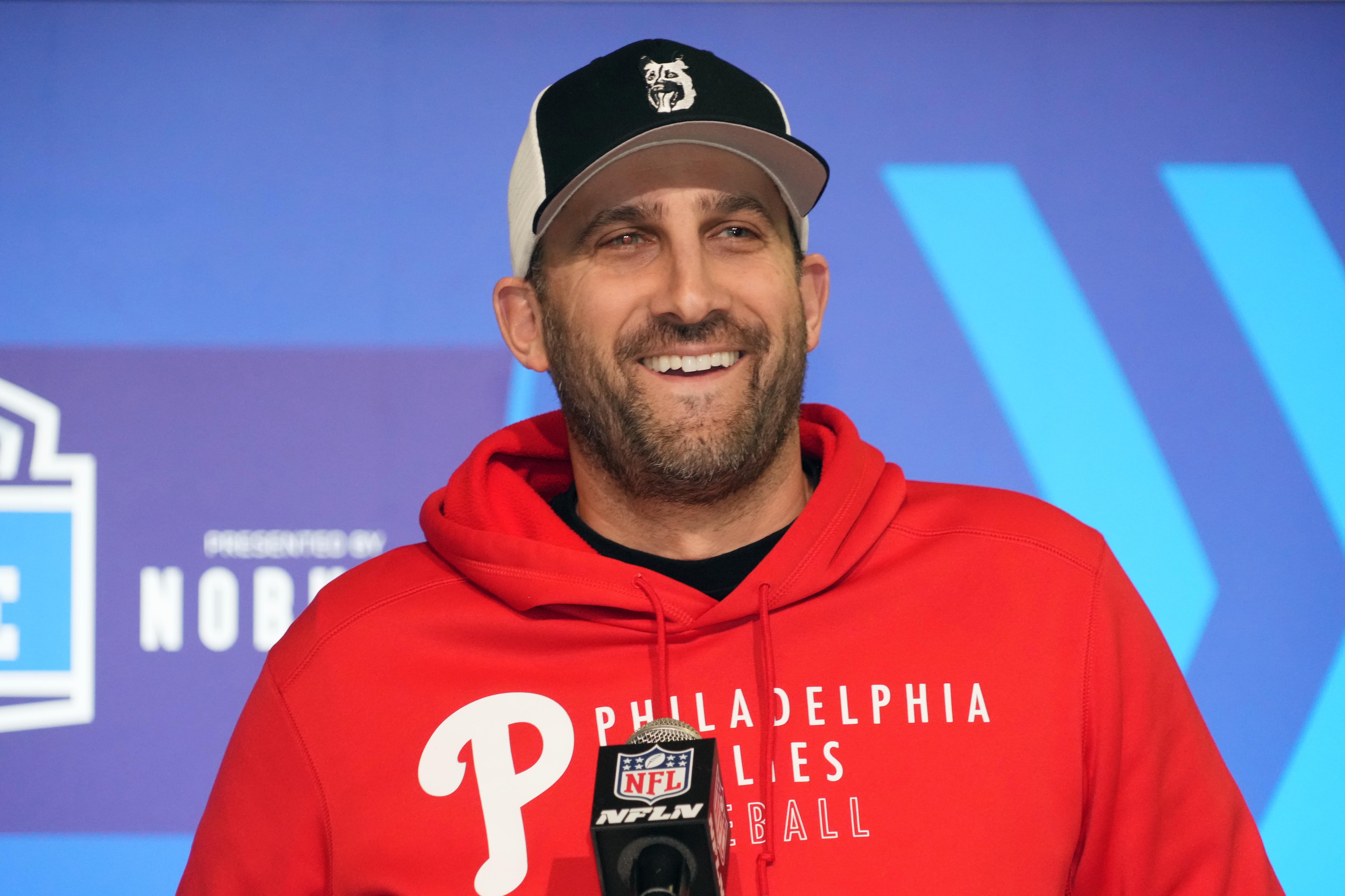 Philadelphia Eagles coach Nick Sirianni during the NFL combine at the Indiana Convention Center.