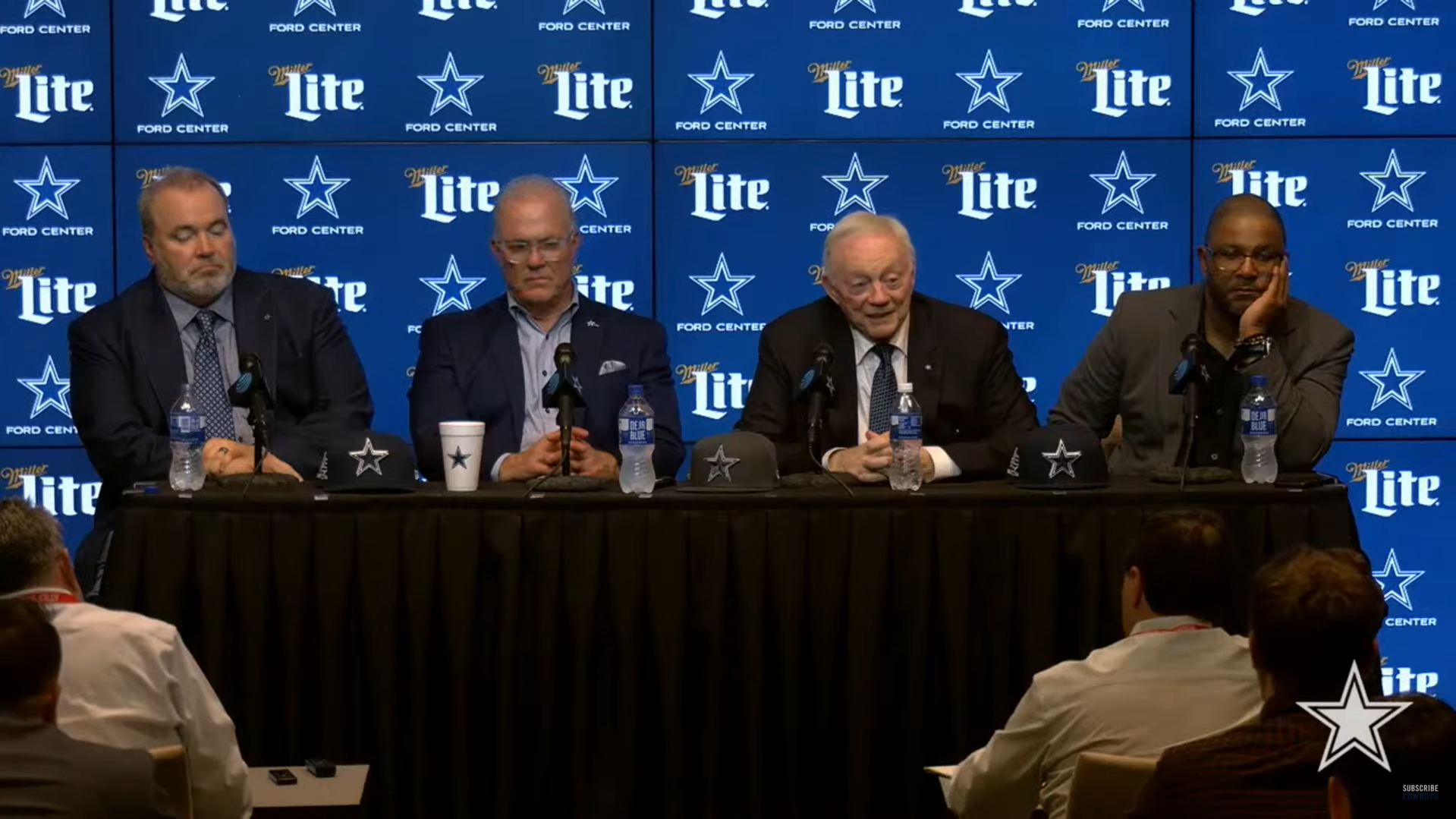 Dallas Cowboys brass talks to reporters about second-round prospect Jonathon Brooks ahead of Day 2 of NFL Draft.
