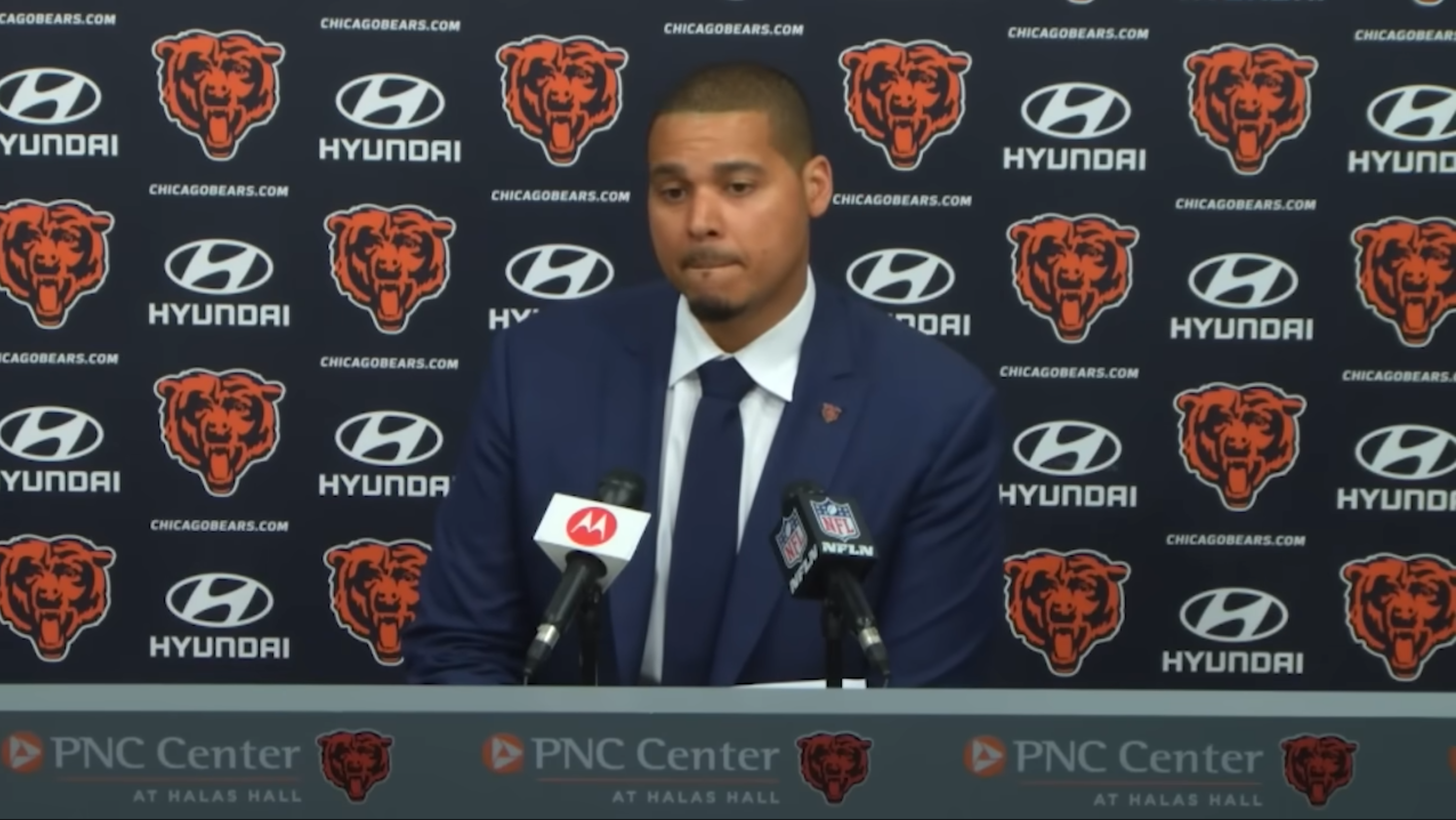 Ryan Poles addresses the media following Day 2 of the 2024 NFL Draft.