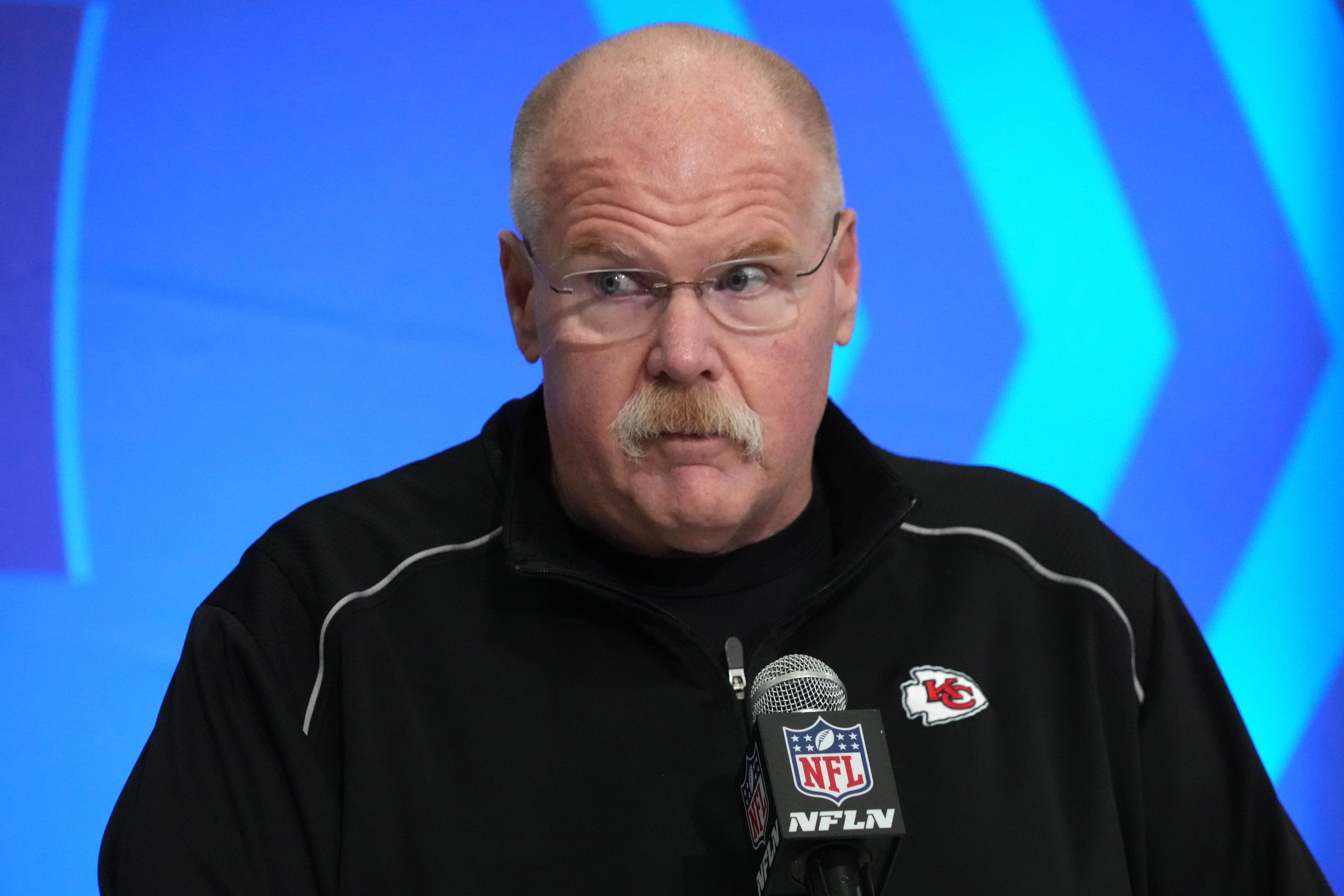 Feb 27, 2024; Indianapolis, IN, USA; Kansas City Chiefs coach Andy Reid during the NFL Scouting Combine at Indiana Convention Center.