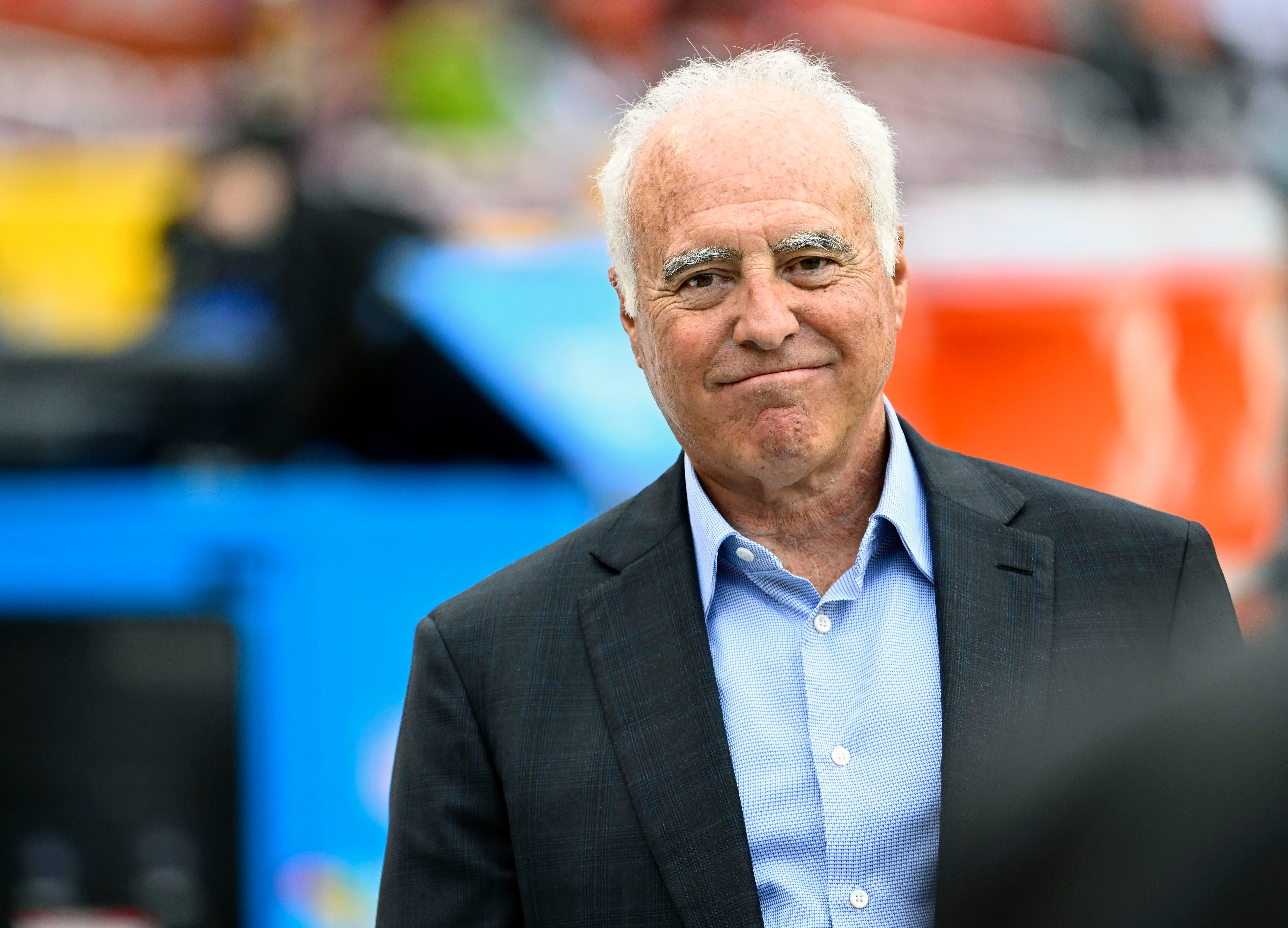 Philadelphia Eagles owner Jeffrey Lurie on the field before the game against the Washington Football Team at FedExField.