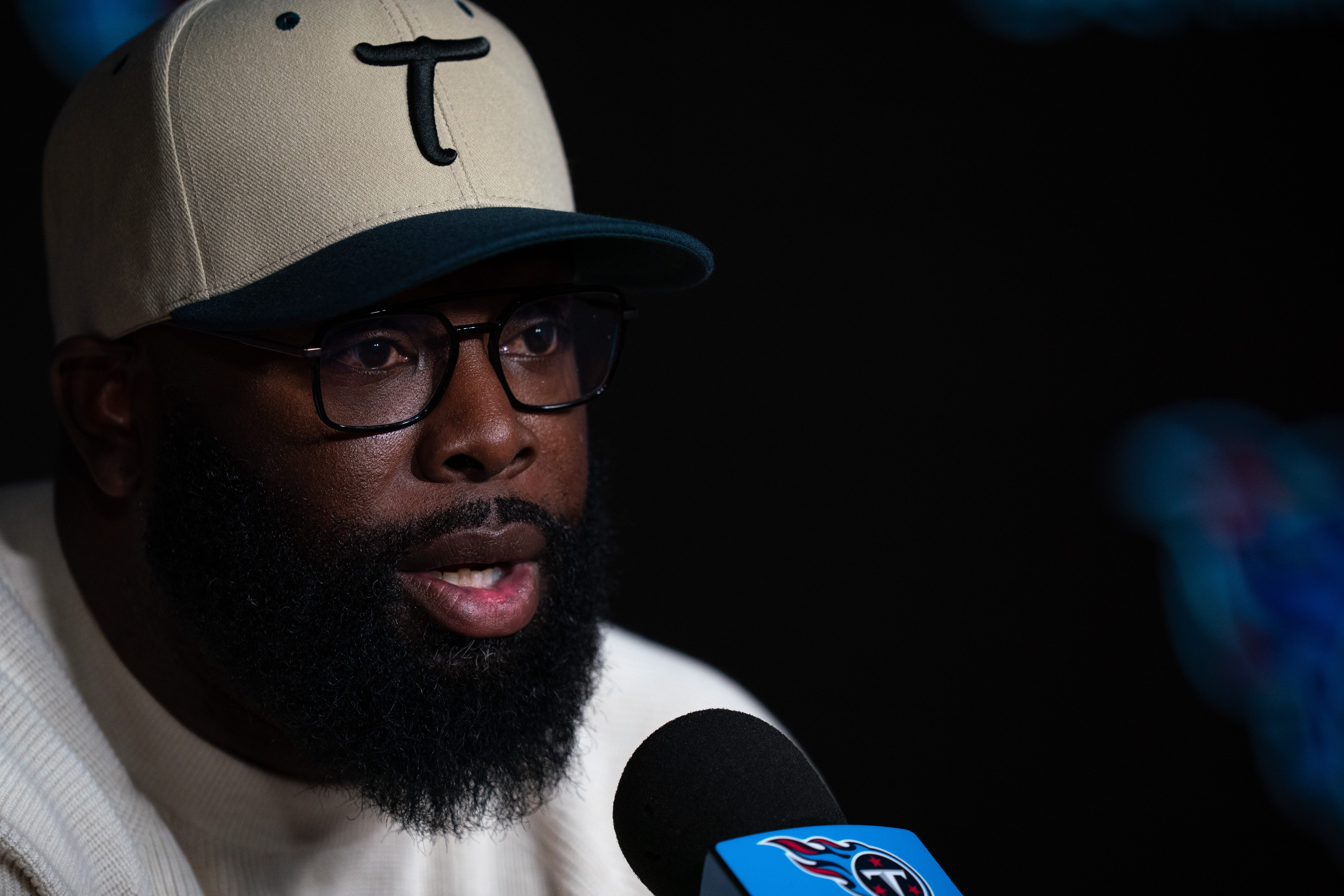 Tennessee Titans General Manager Ran Carthon fields questions related to the firing of longtime Head Coach Mike Vrabel at Ascension Saint Thomas Sports Park in Nashville, Tenn., Tuesday, Jan. 9, 2024 Denny Simmons / The Tennessean-USA TODAY NETWORK