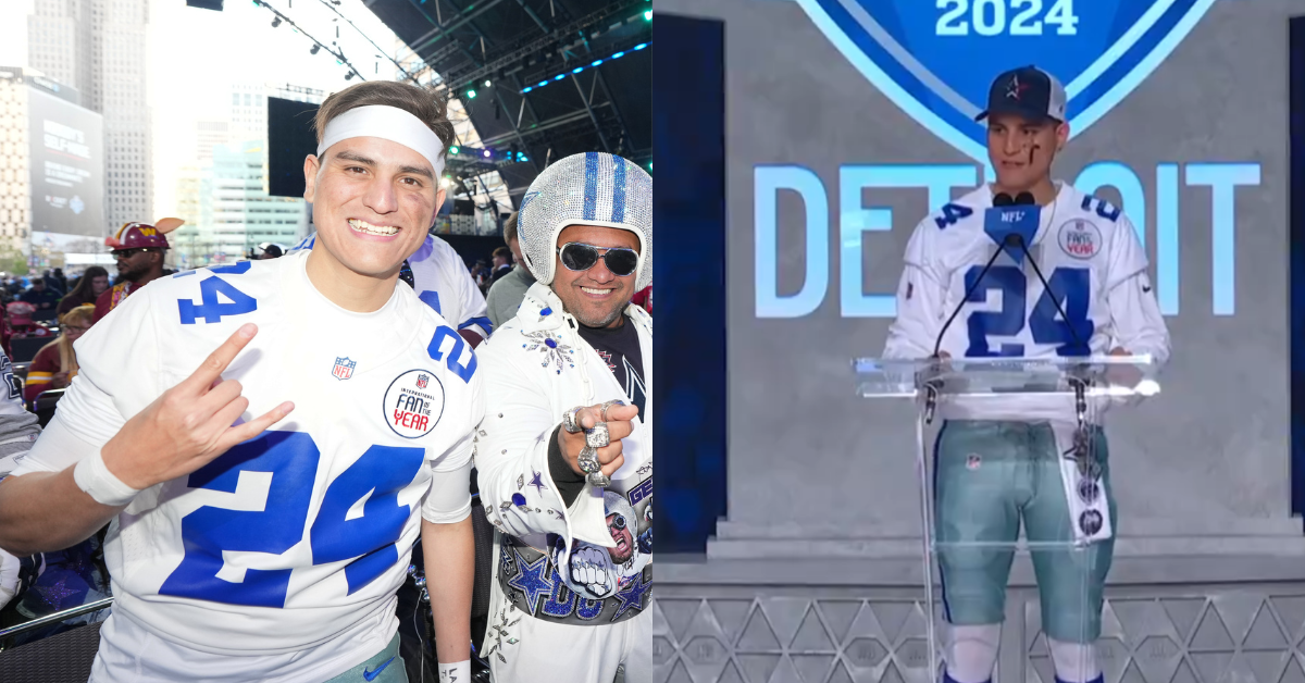 Dallas Cowboys International Fan of the Year Eduardo Flores at the 2024 NFL Draft.