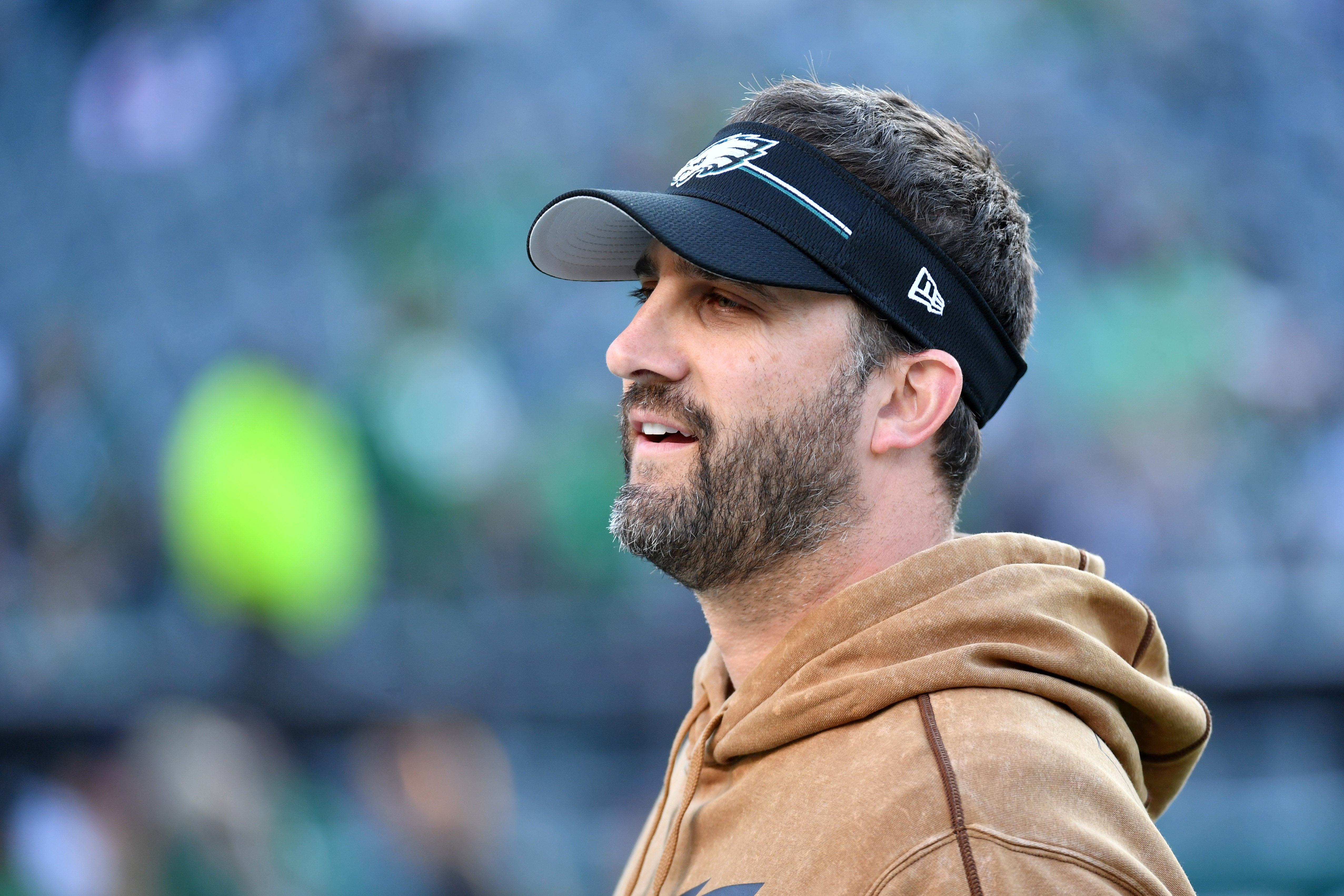 Philadelphia Eagles head coach Nick Sirianni on the field against the Dallas Cowboys at Lincoln Financial Field.