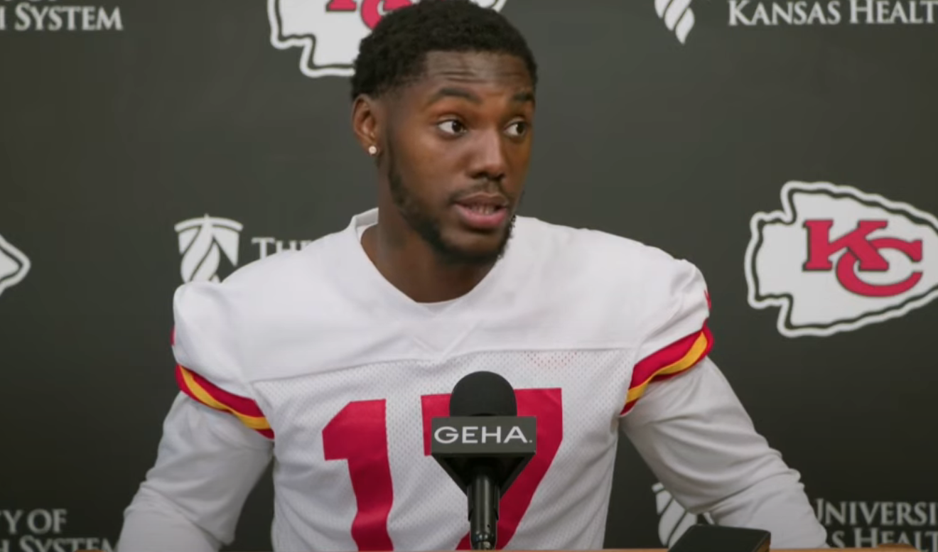 Chiefs CB Kamal Hadden at his rookie minicamp press conference.