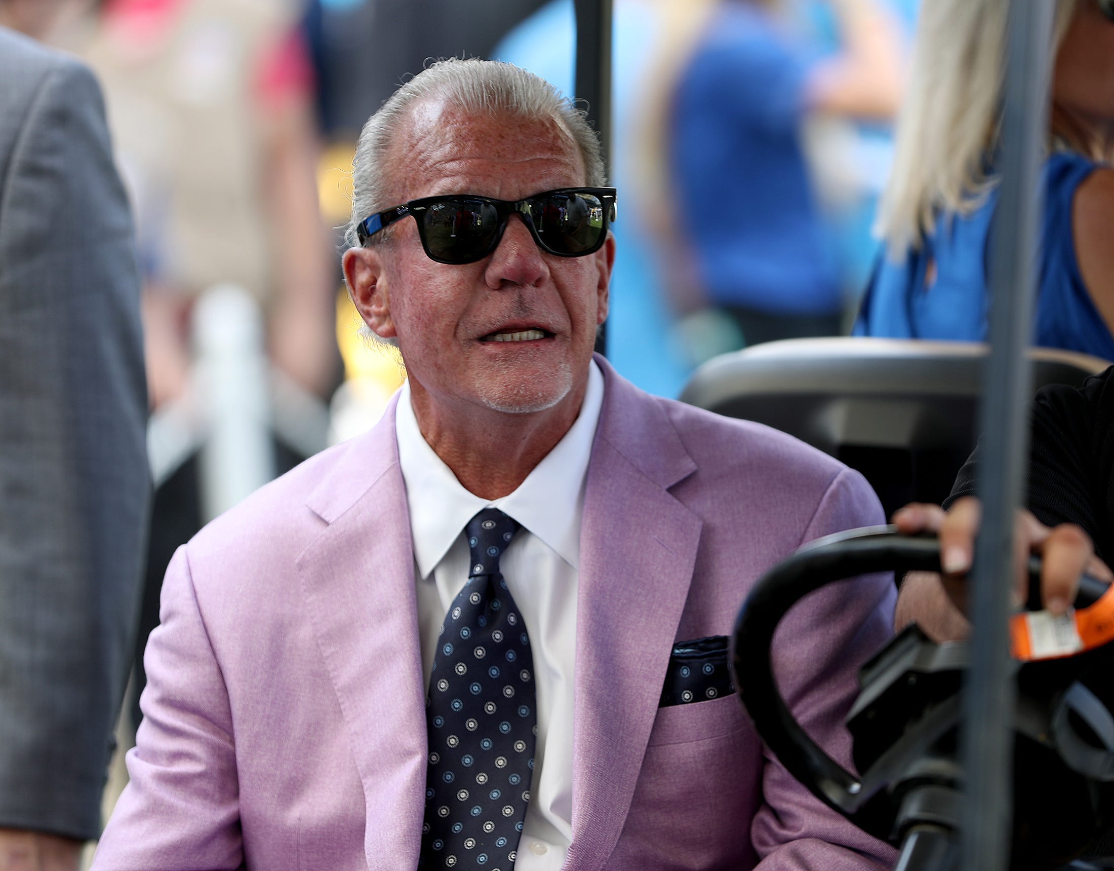 Indianapolis Colts owner Jim Irsay before the start of their game against the Los Angeles Chargers at Dignity Health Sports Park in Carson, CA., on Sunday, Sept., 8, 2019.
