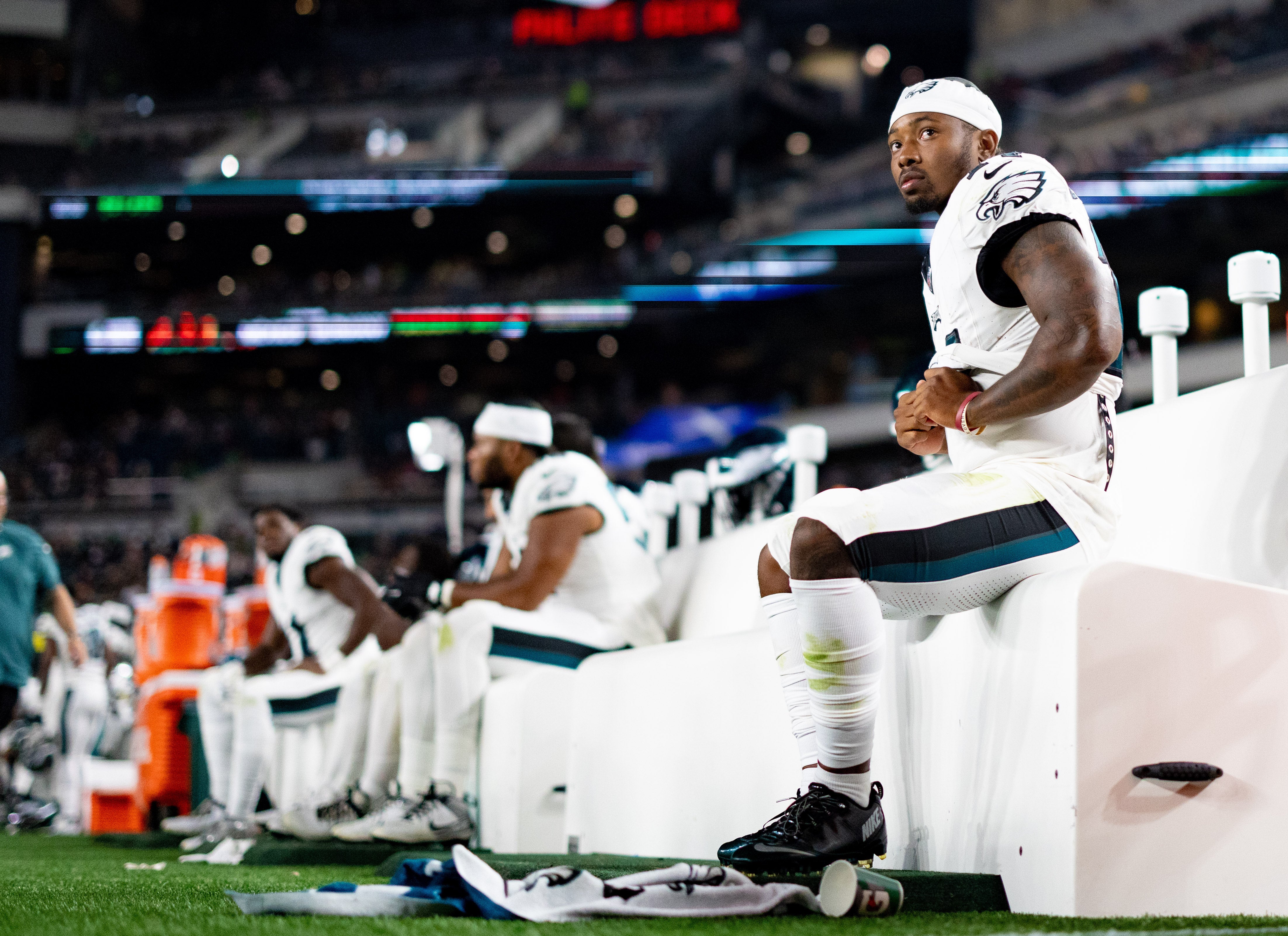 Philadelphia Eagles running back Kenneth Gainwell (14) during a game against the Cleveland Browns at Lincoln Financial Field.