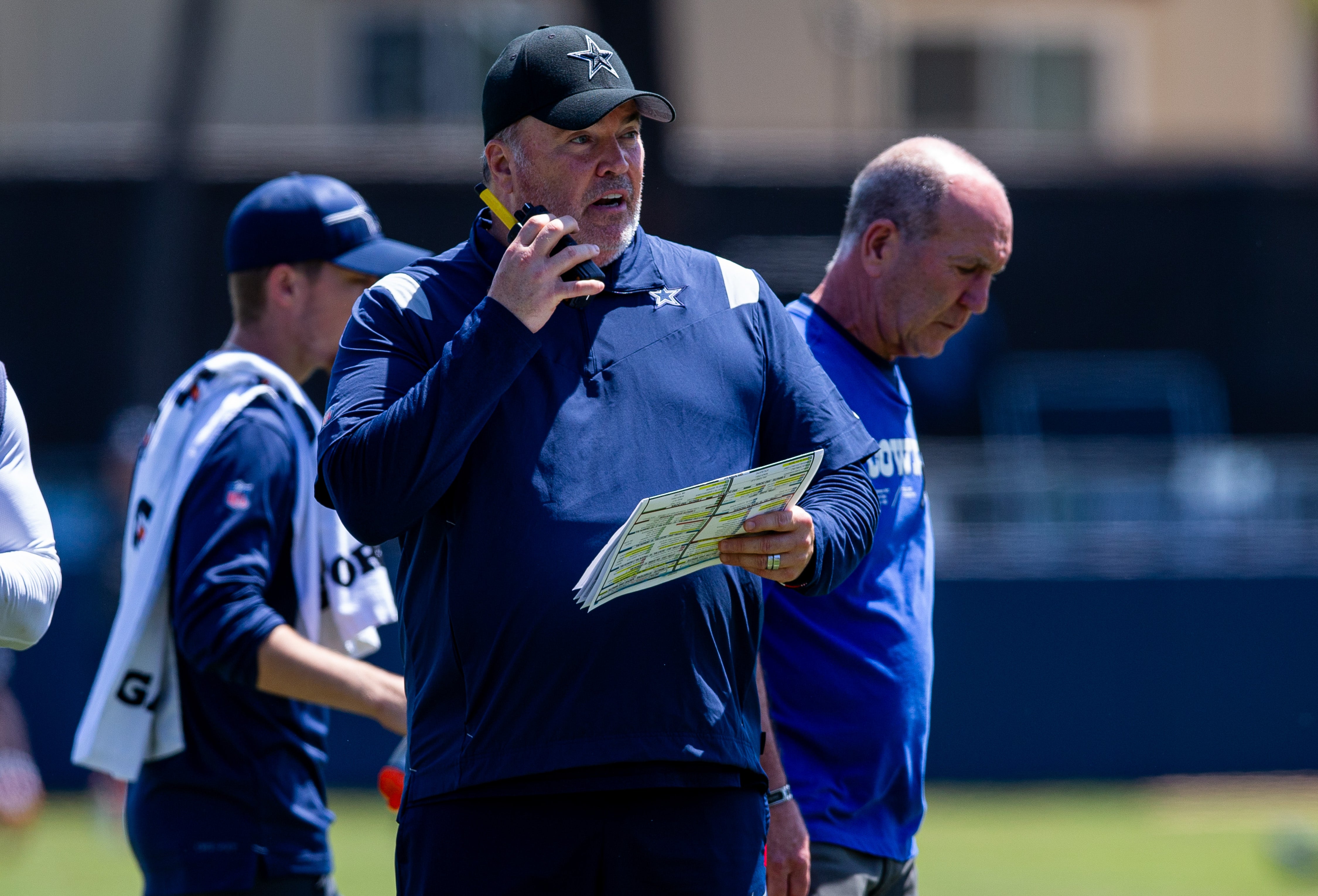 Dallas Cowboys head coach Mike McCarthy during training camp at Marriott Residence Inn-River Ridge playing fields.