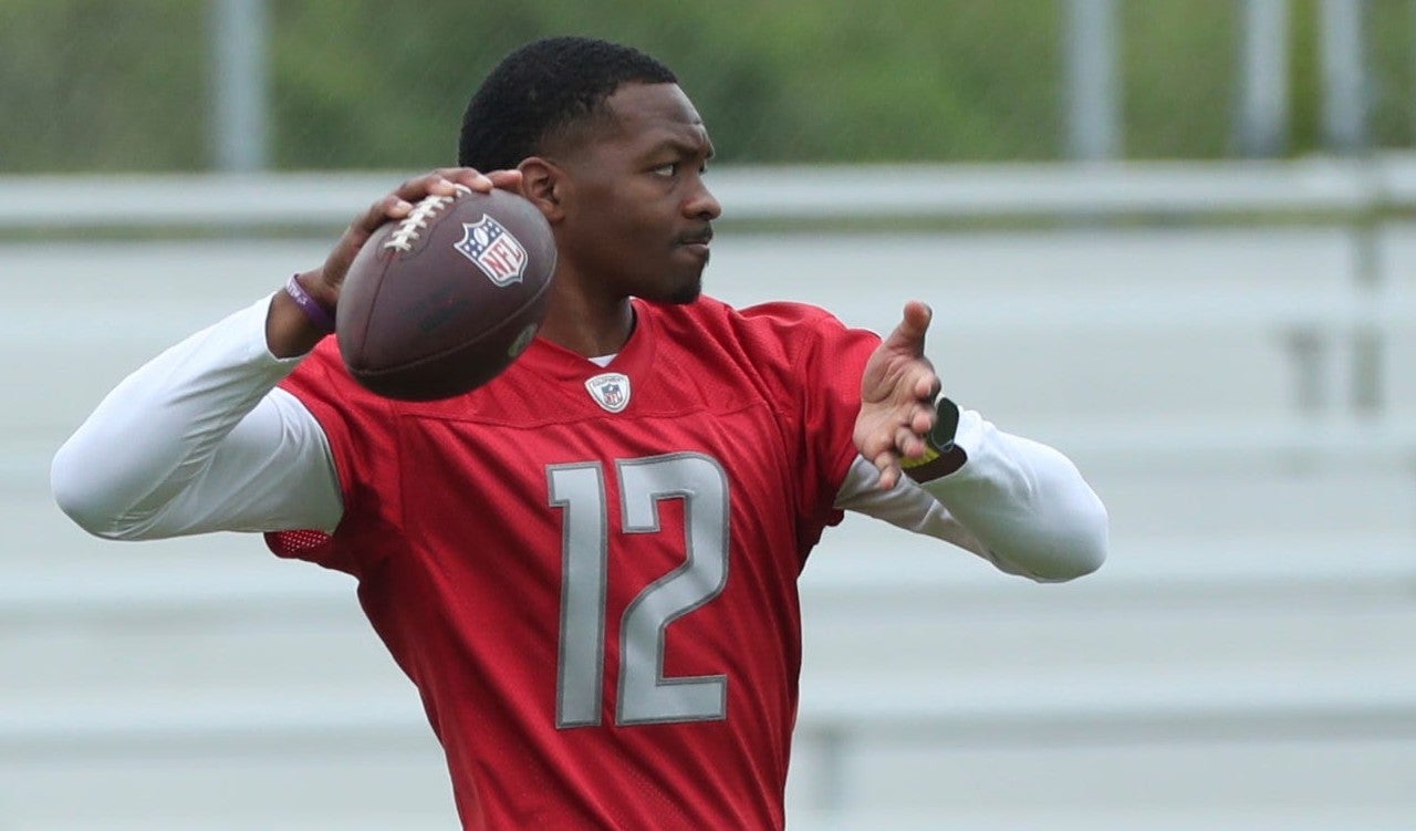 Detroit Lions quarterback Hendon Hooker passes after Rookie Minicamp Saturday, May 13, 2023.