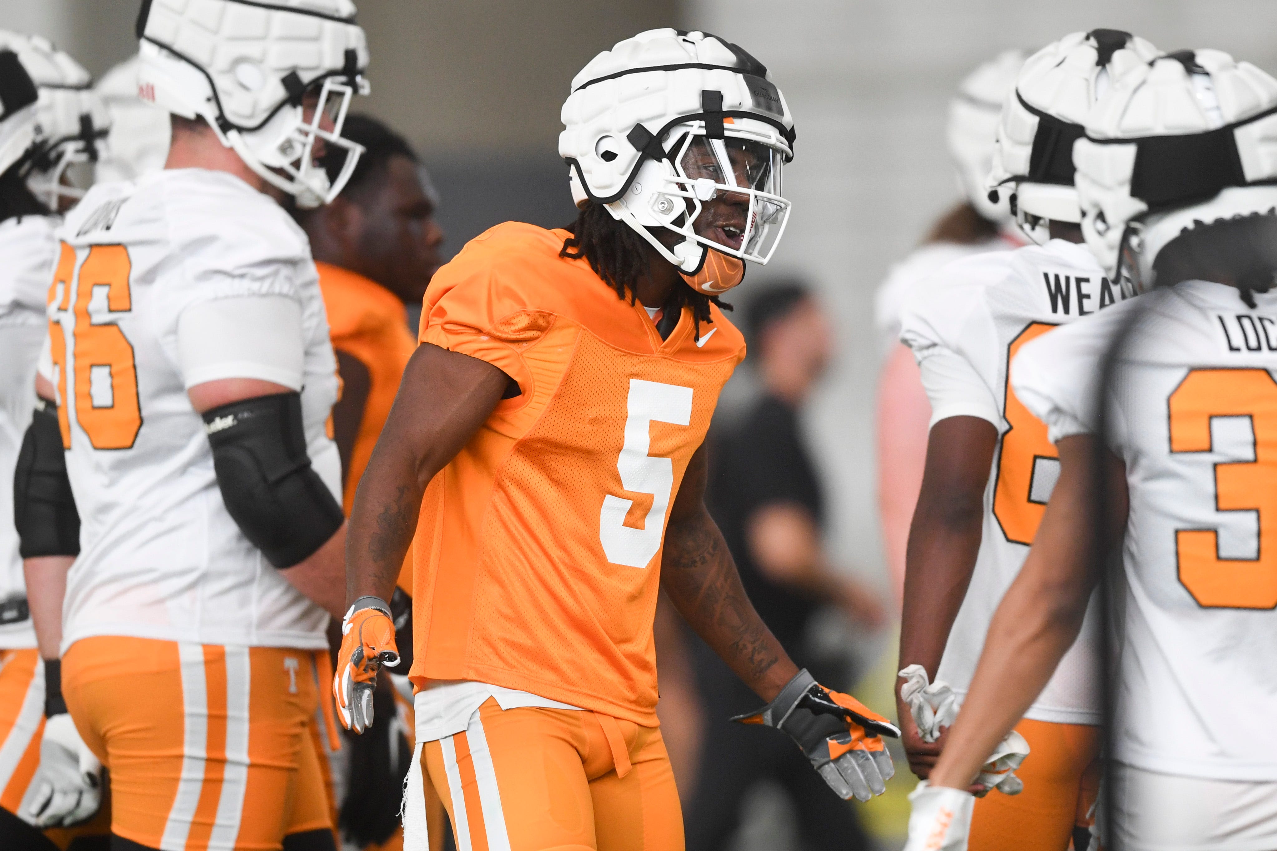 Tennessee defensive back Kamal Hadden (5) is seen during Tennessee Football s first fall practice, Wednesday, Aug. 2, 2023.