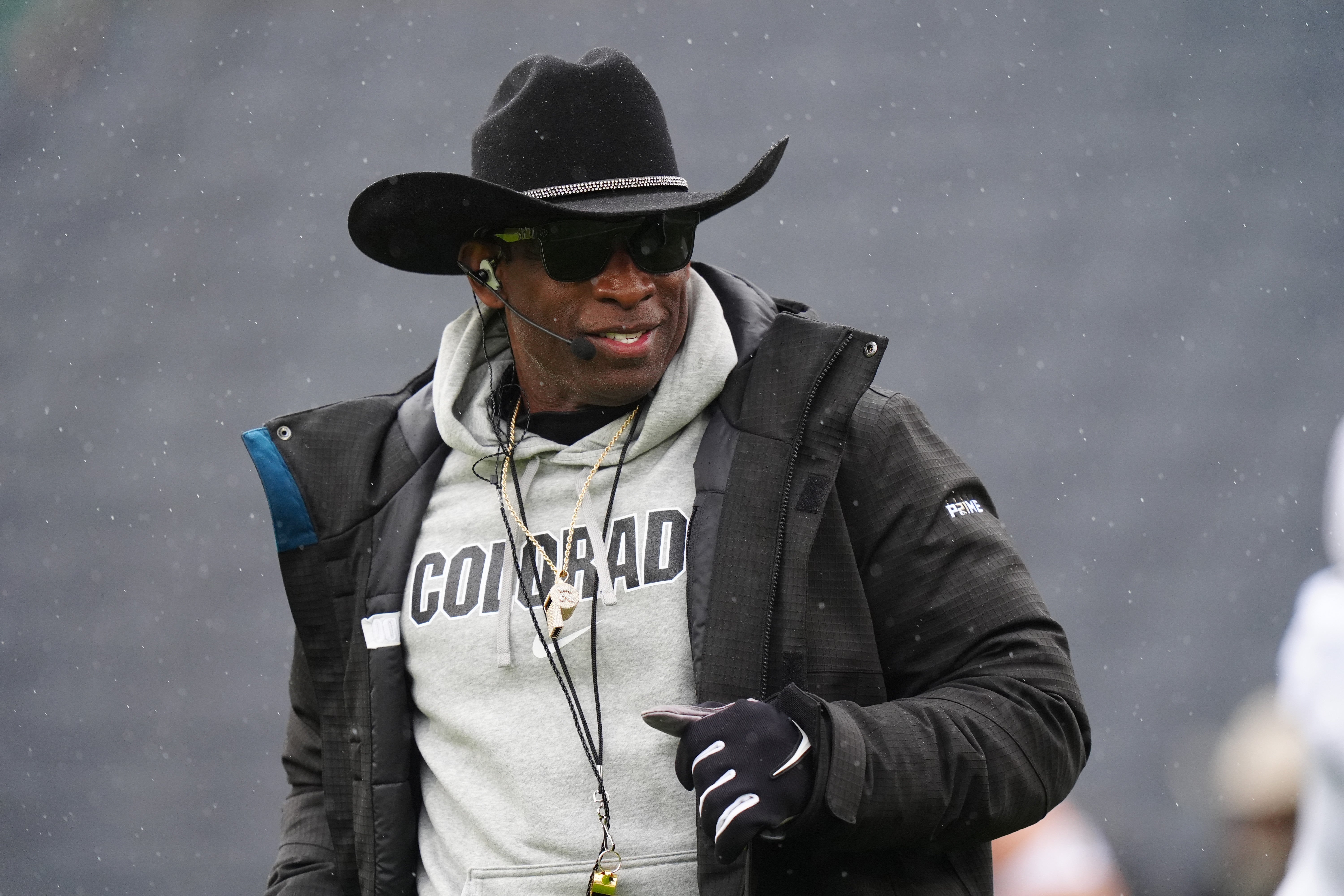 Apr 27, 2024; Boulder, CO, USA; Colorado Buffaloes head coach Deion Sanders during a spring game event at Folsom Field. Mandatory Credit: Ron Chenoy-USA TODAY Sports