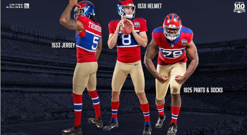 New York Giants Century Red 100th Anniversary Uniforms.