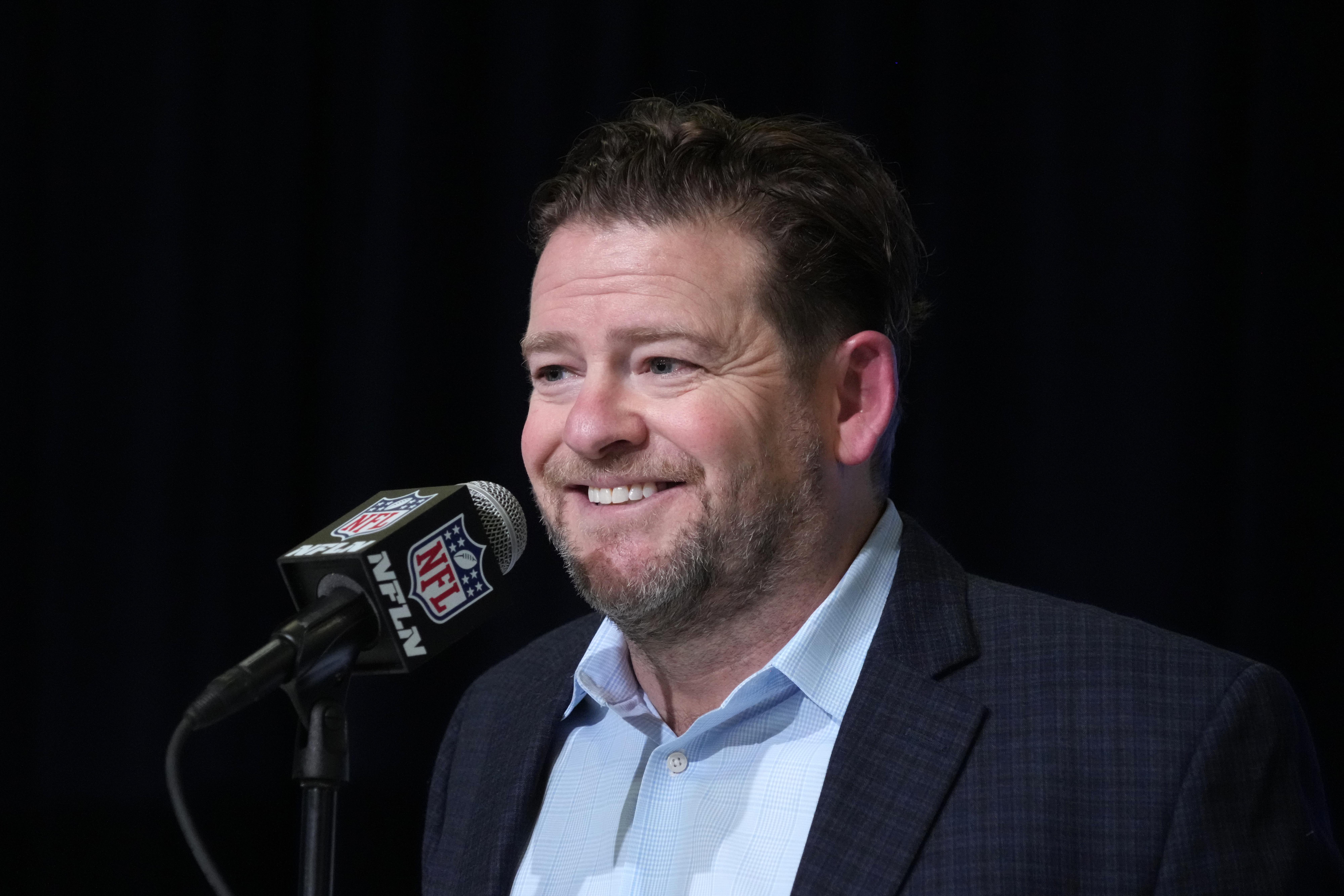 Feb 28, 2023; Indianapolis, IN, USA; Seattle Seahawks general manager John Schneider during the NFL combine at the Indiana Convention Center.