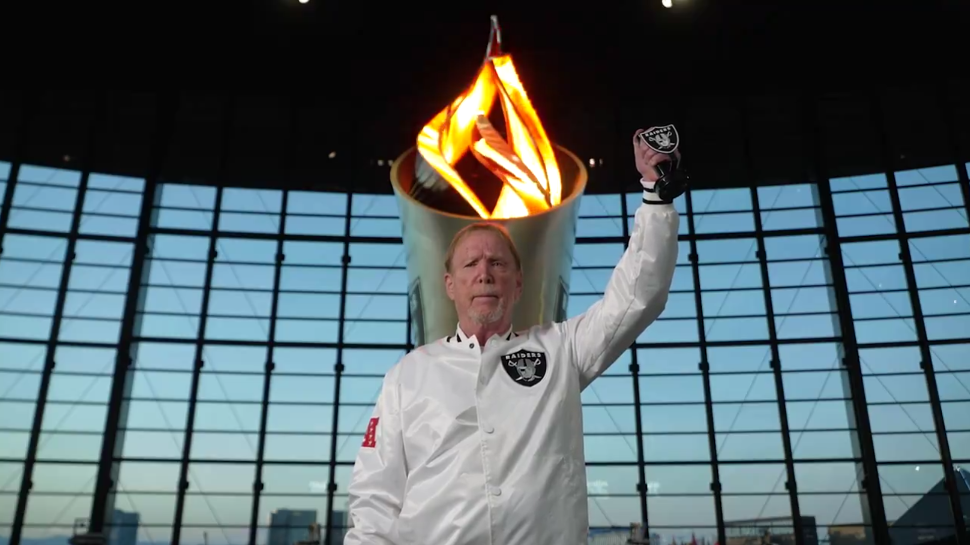 Las Vegas Raiders Mark Davis Al Davis torch Jim Otto