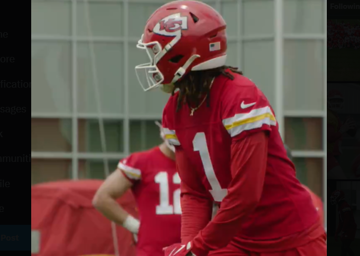 Xavier Worthy and Jared Wiley during rookie minicamp