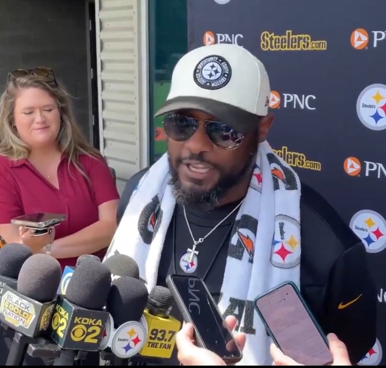 Mike Tomlin addresses the media following OTAs