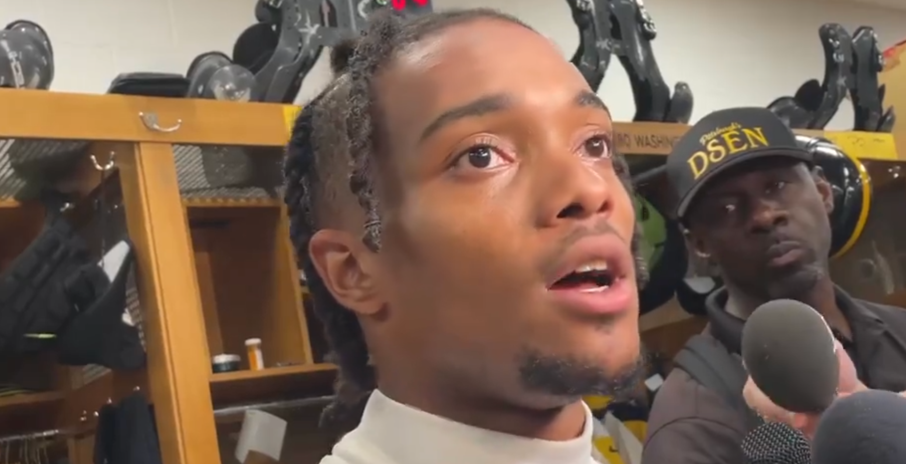 Pittsburgh Steelers WR Calvin Austin III addresses the media during OTAs
