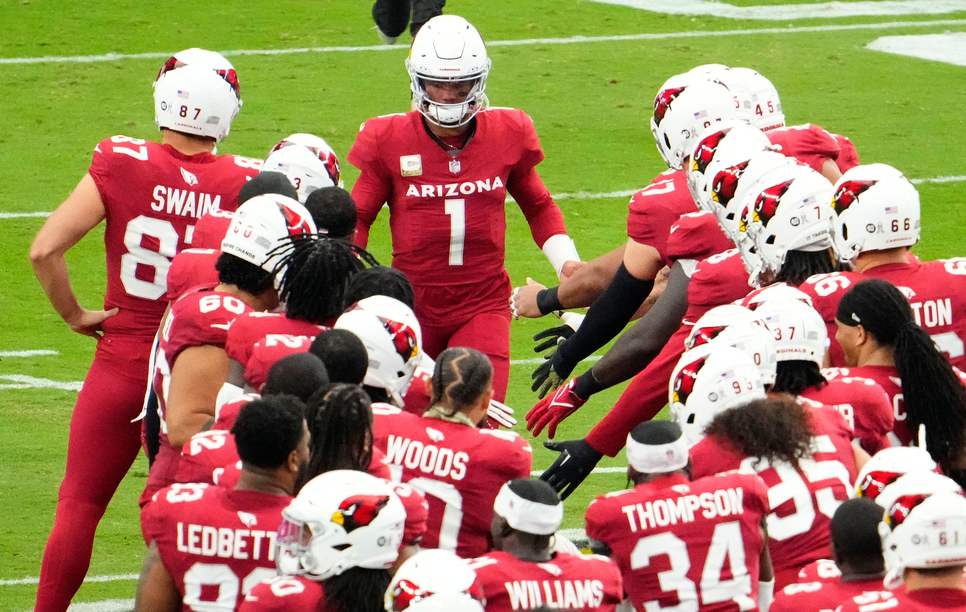 Cardinals quarterback Kyler Murray (1) makes 2023 debut against the Atlanta Falcons at State Farm Stadium.