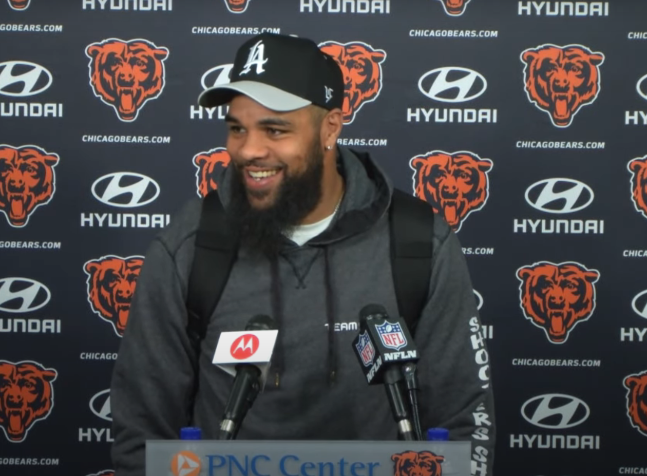 Keenan Allen addresses the media following Tuesday's practice at Halas Hall.