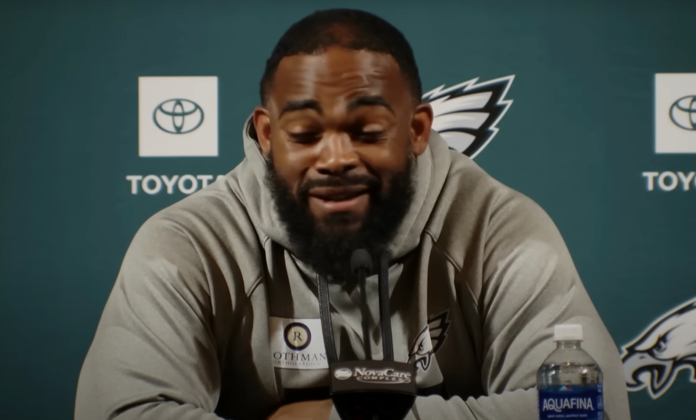 Philadelphia Eagles DE Brandon Graham speaks during mandatory minicamp.