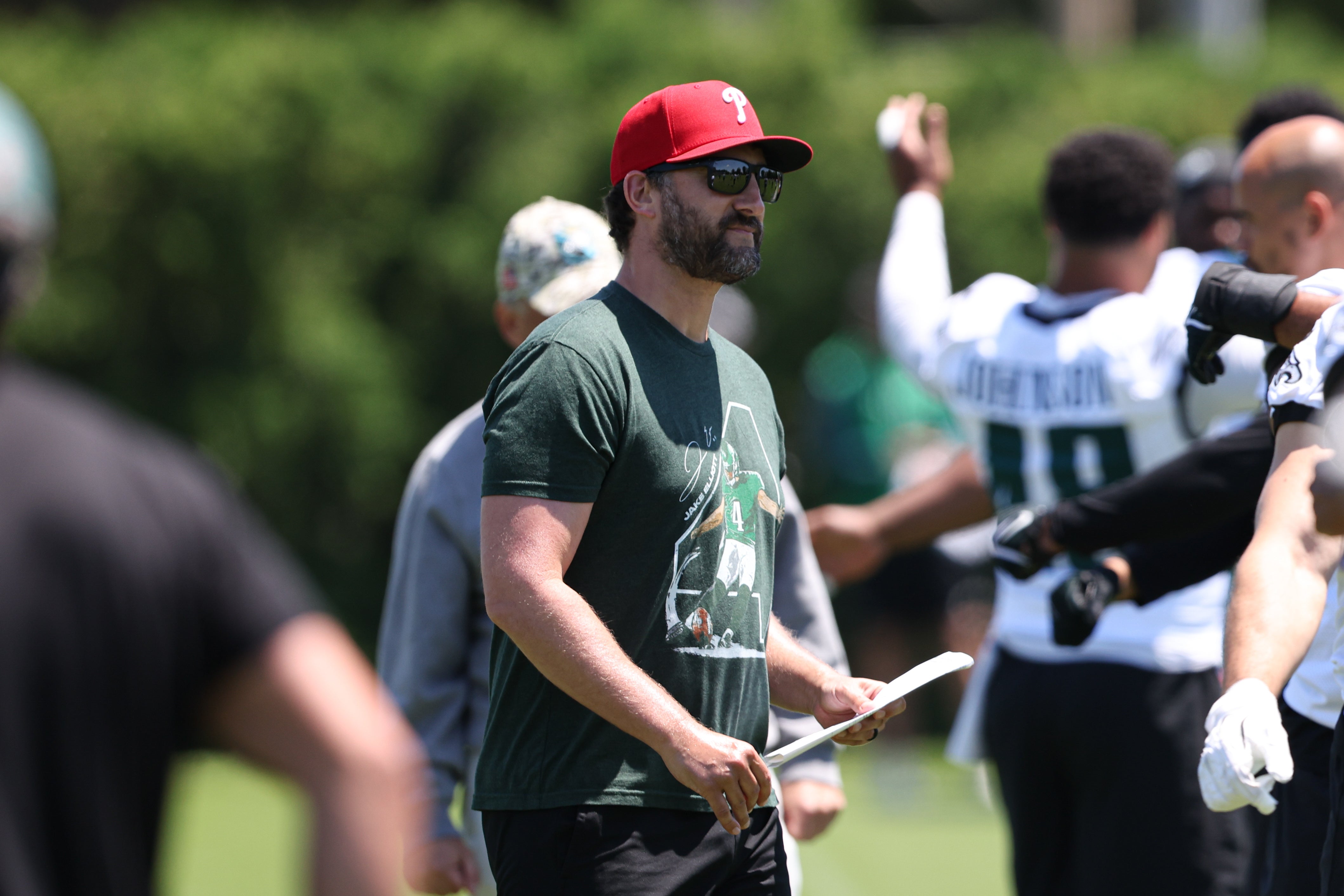 Philadelphia Eagles head coach Nick Sirianni looks on during practice at NovaCare Complex.