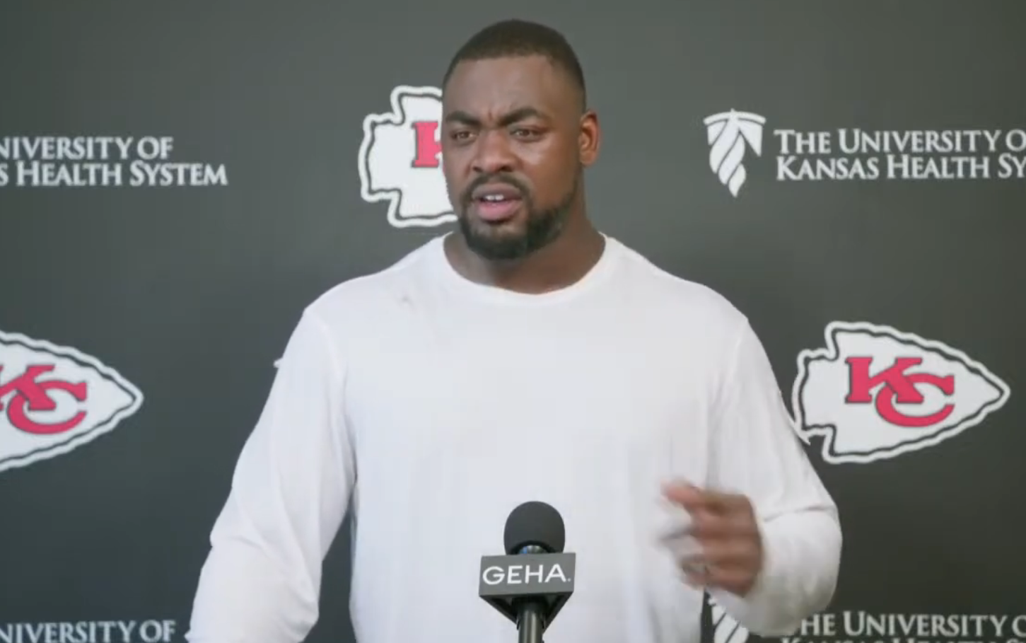 Chris Jones during Chiefs' media availability.