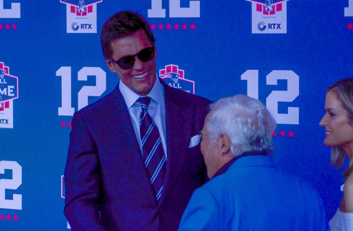 Robert Kraft and Tom Brady at Brady's Patriots Hall of Fame ceremony