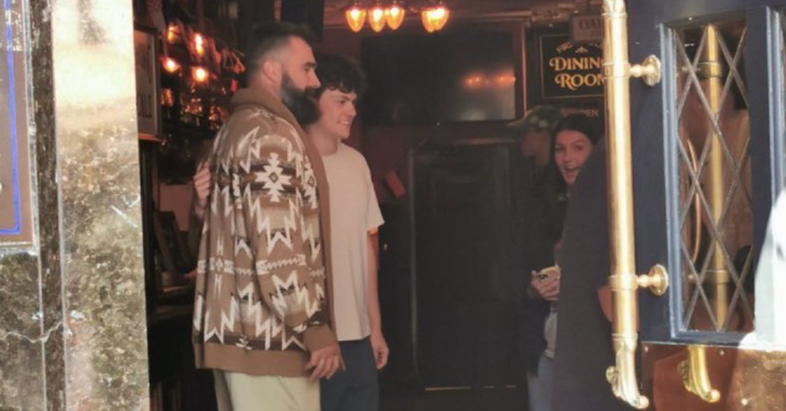 Jason Kelce spotted in London ahead of Taylor Swift's Eras Tour show in Wembley Stadium.