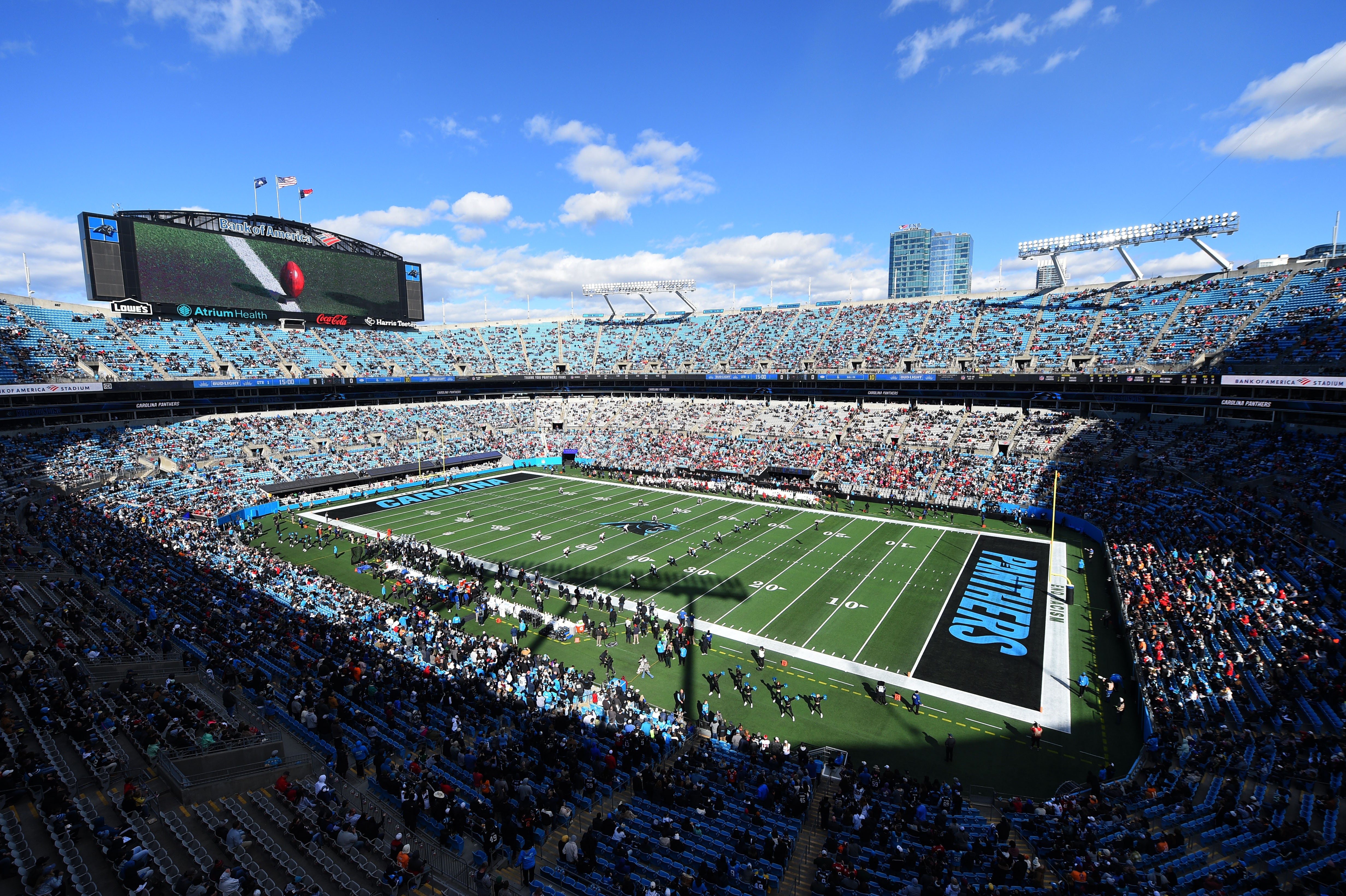 Jan 7, 2024; Charlotte, North Carolina, USA; An overall view of the kickoff at Bank of America Stadium. Mandatory Credit: Bob Donnan-USA TODAY Sports