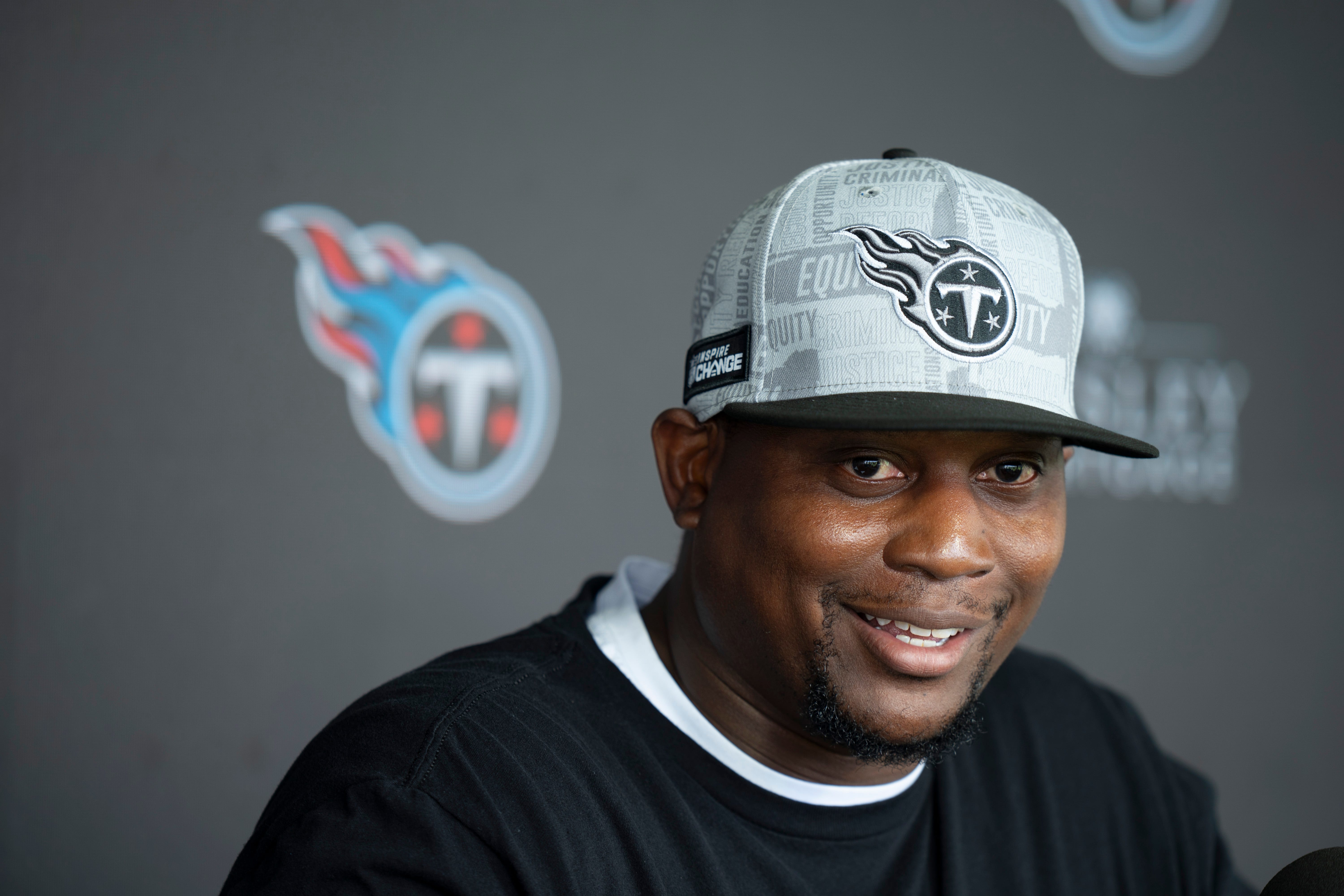 Tennessee Titans Defensive Coordinator Dennard Wilson fields questions during mandatory mini-camp at Ascension Saint Thomas Sports Park in Nashville, Tenn., Wednesday, June 5, 2024 Denny Simmons / The Tennessean-USA TODAY NETWORK